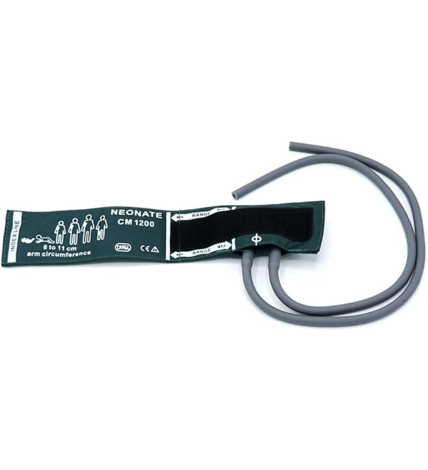 Universal NIBP Cuff for Neonate 6-11cm Double Tube Reusable Nylon Replacement Blood Pressure Cuff No Connector. Neonate Green Nylon+Dual Tubes - Buy Online on GoSupps.com