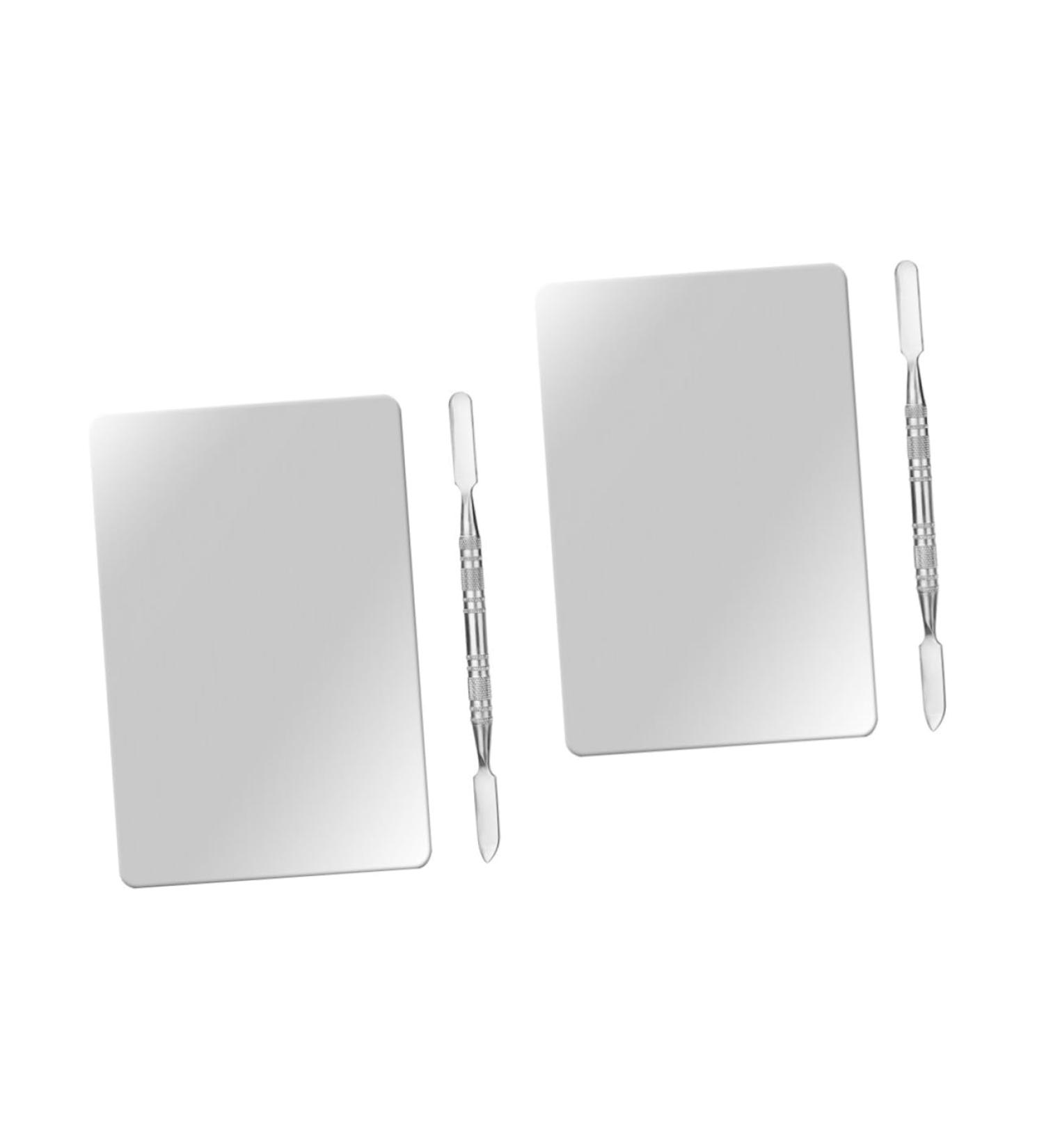 Buy FRCOLOR 2 Sets Makeup Palette & Nail Paint Tools | Spatula Lash Extension Foundation Plate Mixing Tool for Catrina & Nail Art | Stainless Steel Quality - Buy Online on GoSupps.com