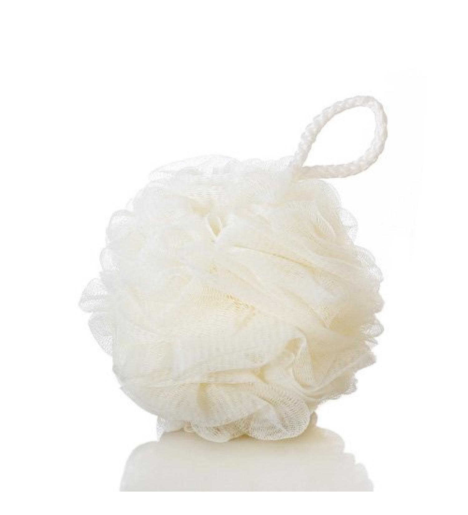 SPHTOEO White Mesh Pouf Shower Bath Ball Brush - Bath Shower Sponge Loofahs - Buy Online on GoSupps.com