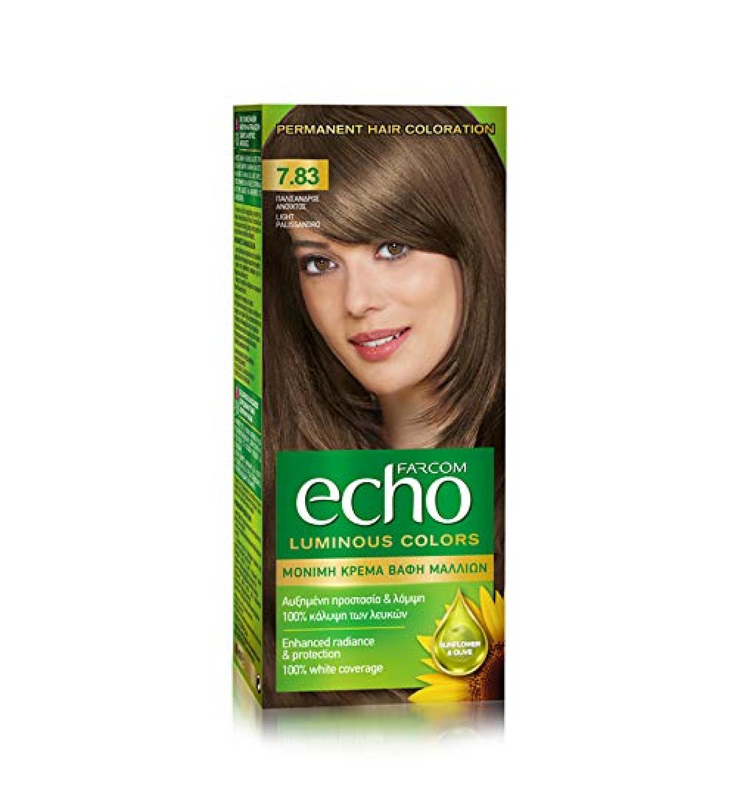 FARCOM Echo hair color with natural olive extract and vitamin C 60ml (7.83 light pallisandro) - Buy Online on GoSupps.com