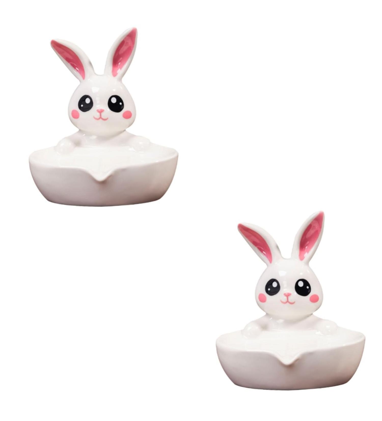 Ciieeo 2pcs Ceramic Soap Dish Bathroom Washing Soap Rack Soap Holder Portable Soap Chinese Soap Bathroom Soap Dish Self-soap Dish Bunny Soap Dish Rabbit Ceramics White Sponge Miss Jewelry - Buy Online on GoSupps.com