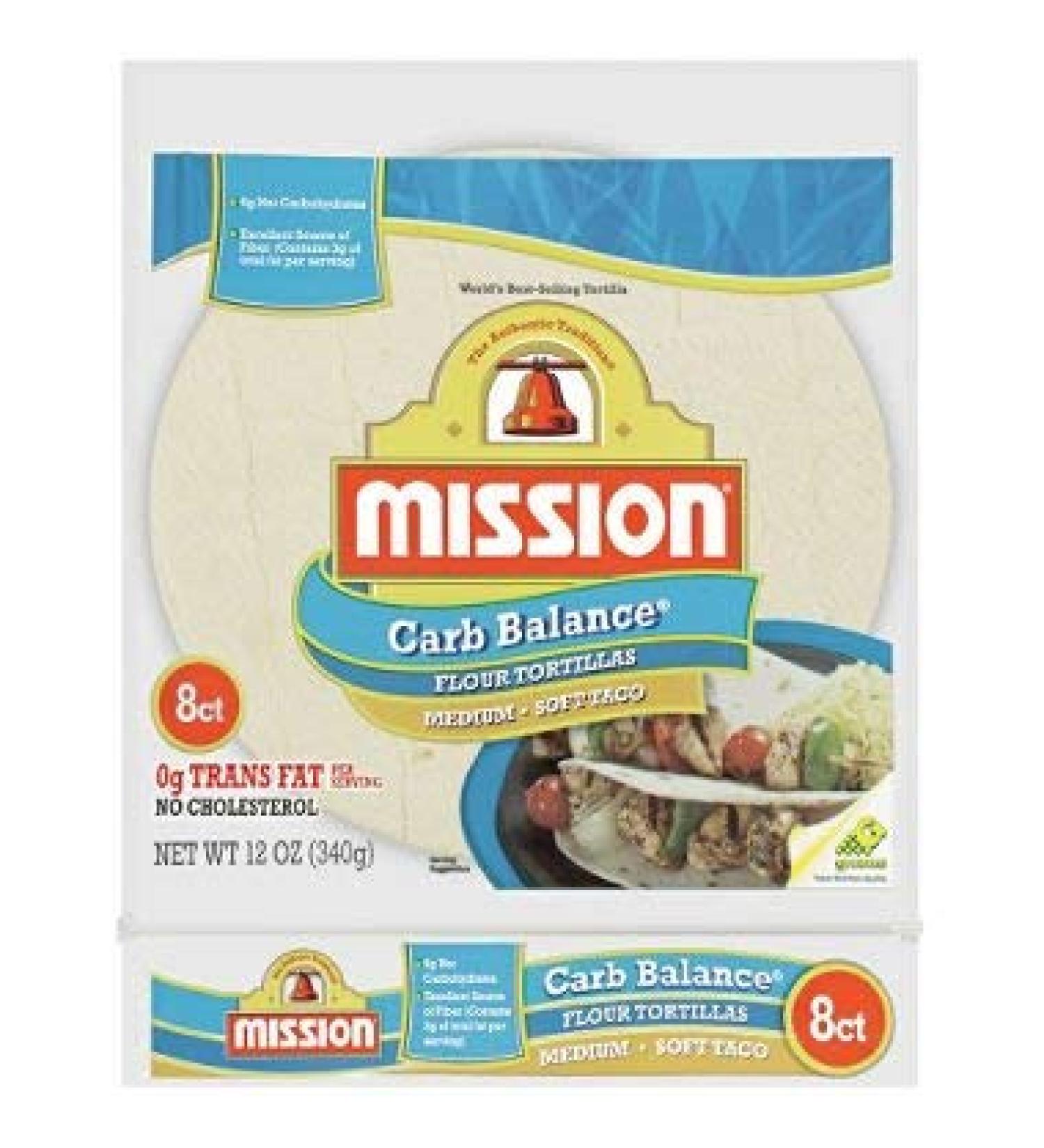 Mission Foods Carb Balance Flour Tortillas (8 ct., 12 oz.) (pack of 6) 12 Ounce (Pack of 48)