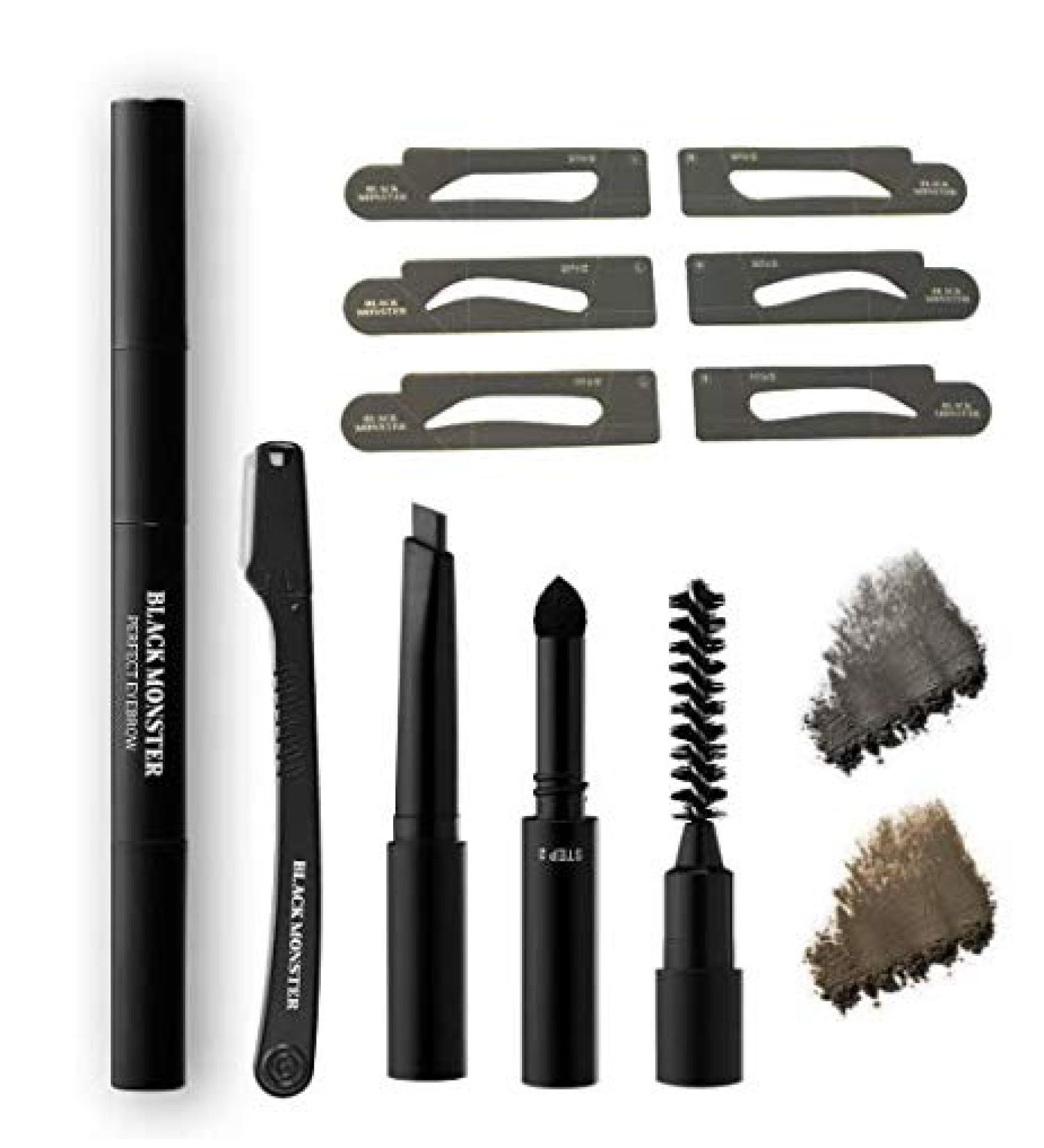 Black Monster 5 in 1 Eyebrow Kit - Long Lasting Brow Stamp for Men and Women - Buy Online on GoSupps.com