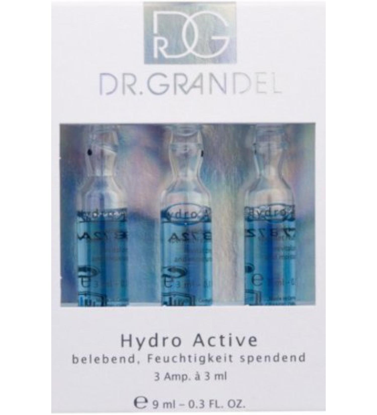 Dr Grandel Active Ampoules HYDRO ACTIVE AMPOULE 3 ml x 24 pack .Active concentrate for intensive moisturizing smooth away fine dry lines Energizes refreshes skin add vitality back into the complexion.
