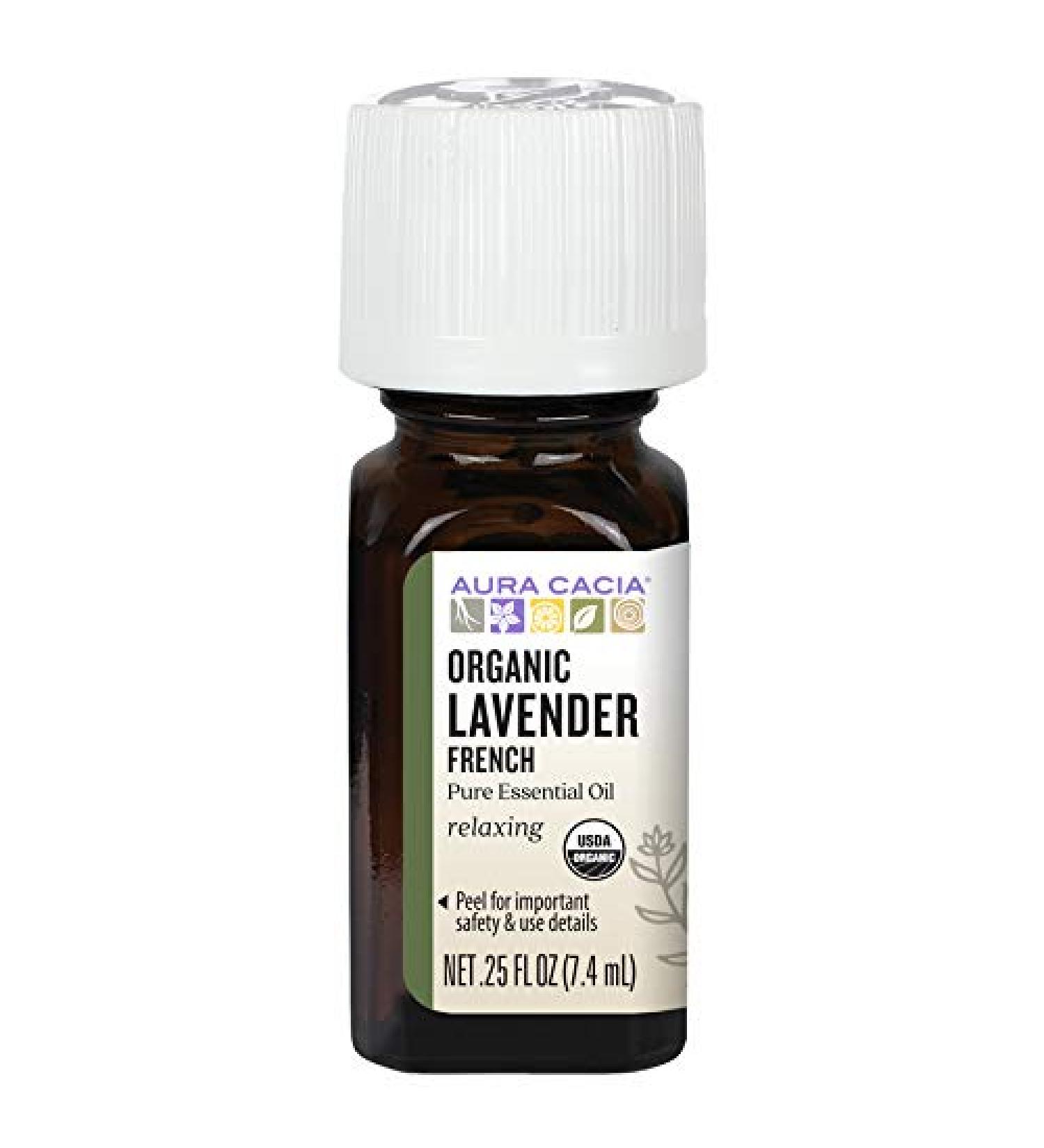 Aura Cacia 100% Pure French Lavender Essential Oil - Organic, GCMS Tested, 7.4 ml - Buy Online on GoSupps.com