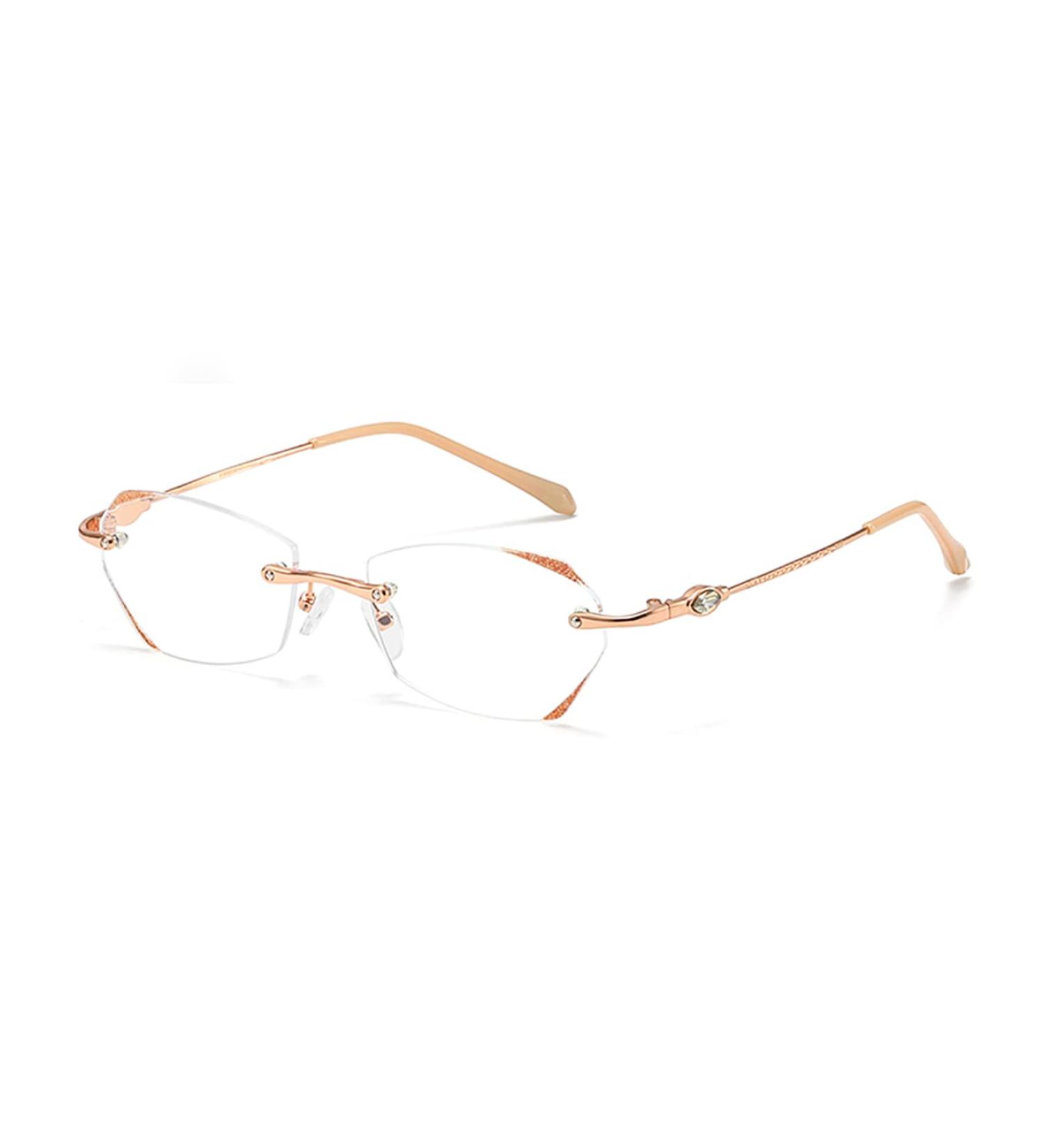 TERAISE Frameless Reading Glasses for Women - Blue Light Blocking Stylish Diamond Cut Rimless Eyeglasses in Gold Magnification 3.5x - Buy Online on GoSupps.com
