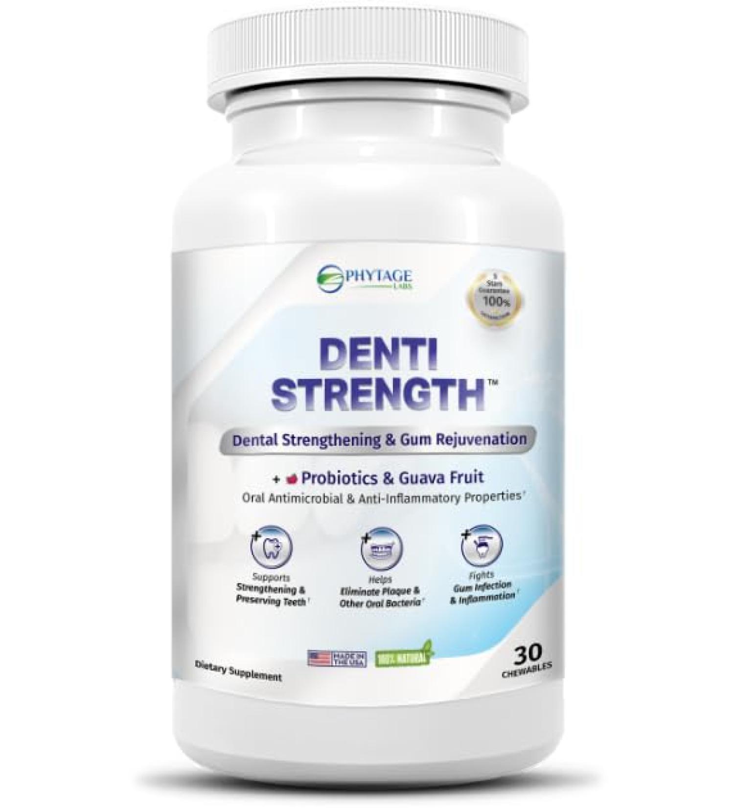 Denti Strength by PhytAge Laboratories - Chewable Dental Supplement for Teeth & Gums Supports Oral Health Antioxidant Support for Gums and Teeth - 30 Chewables - Buy Online on GoSupps.com