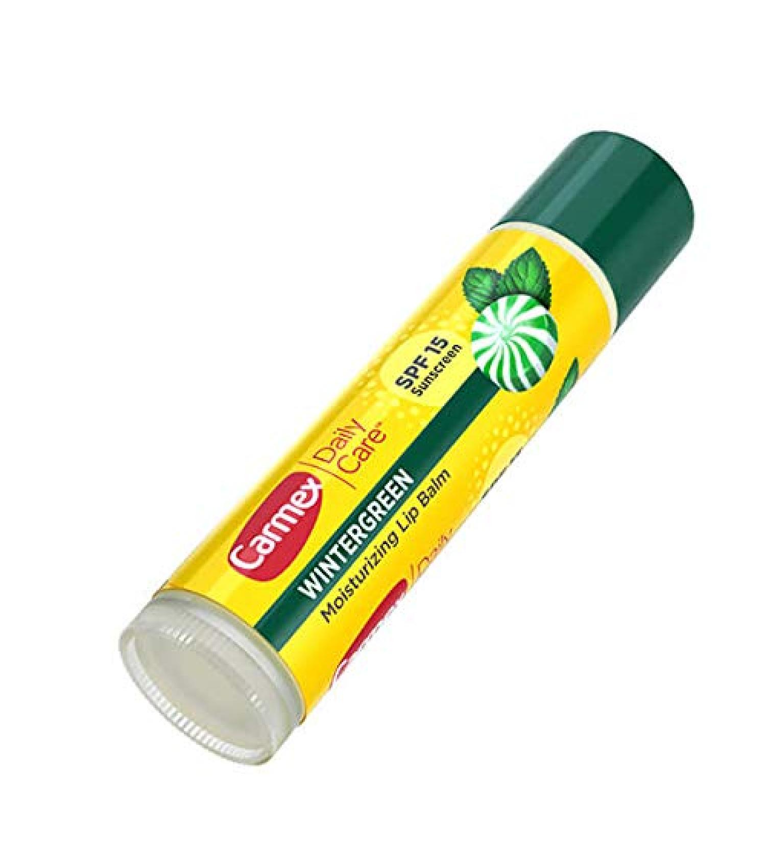 Carmex (1) Stick Daily Care Moisturizing Lip Balm - Wintergreen - SPF 15 Sunscreen Water Resistant (80 Minutes) - Net Wt. 0.15 oz