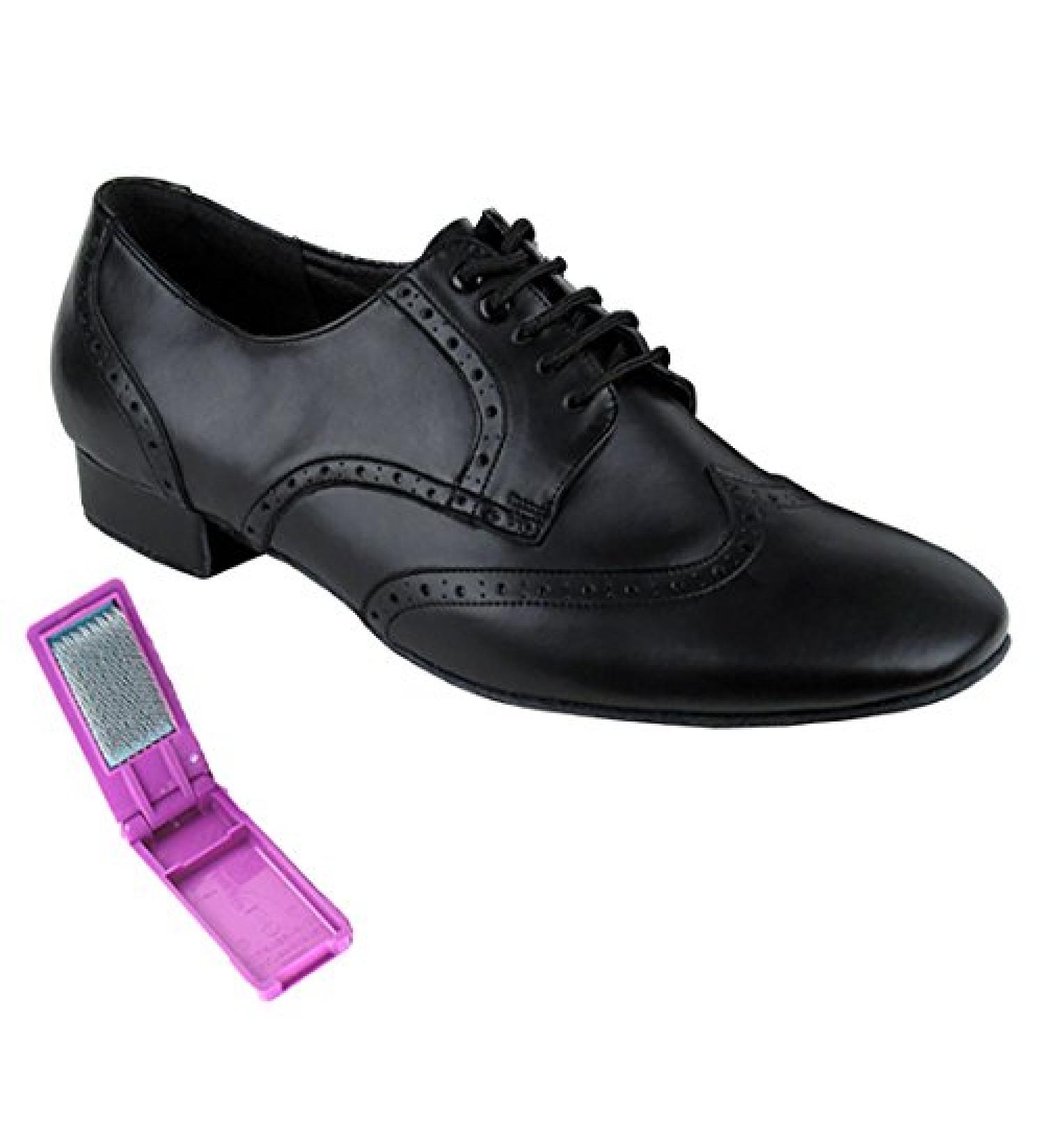 Very Fine Mens Standard Smooth Waltz Ballroom Dance Shoes - Black Leather - 1-inch Heel - Size 10.5 - Bundle with Foldable Brush - PP301 - Buy Online on GoSupps.com