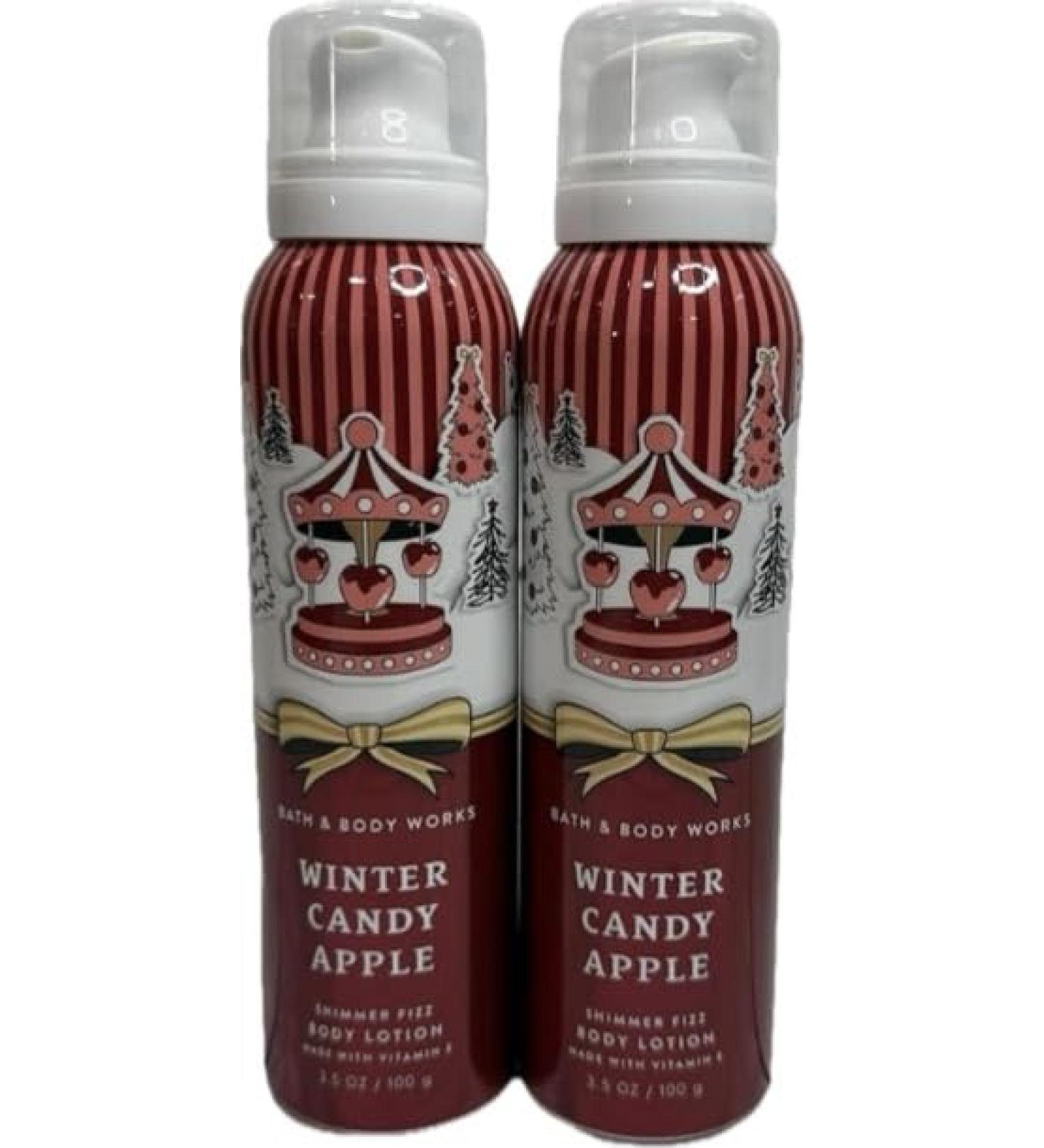 Bath & Body Works Body Winter Candy Apple Fizz Shimmer Lotion 3.5 Ounces Each Pack of 2