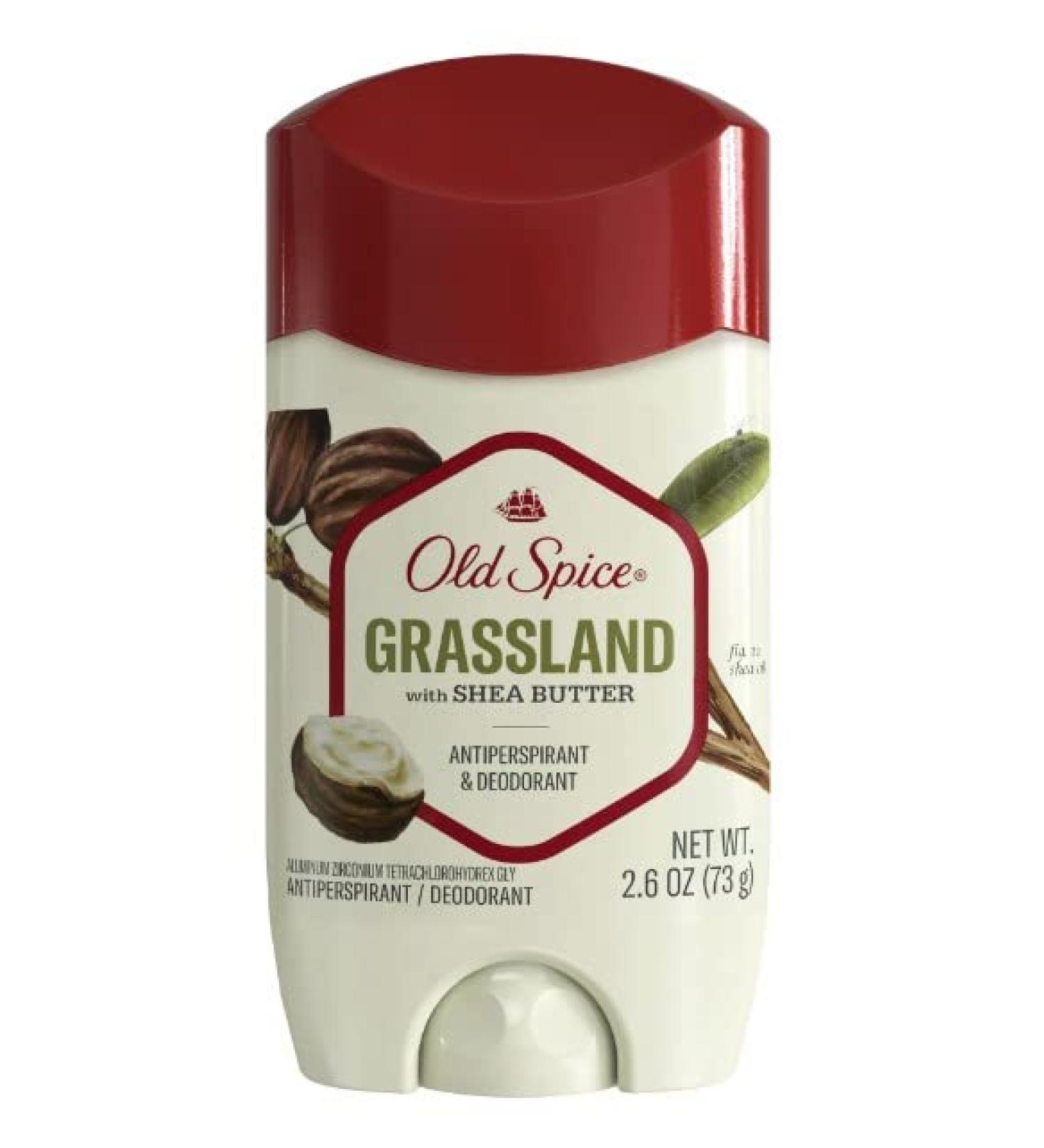 Old Spice Men's Antiperspirant & Deodorant Grassland with Shea Butter 2.6 oz (Pack of 3)
