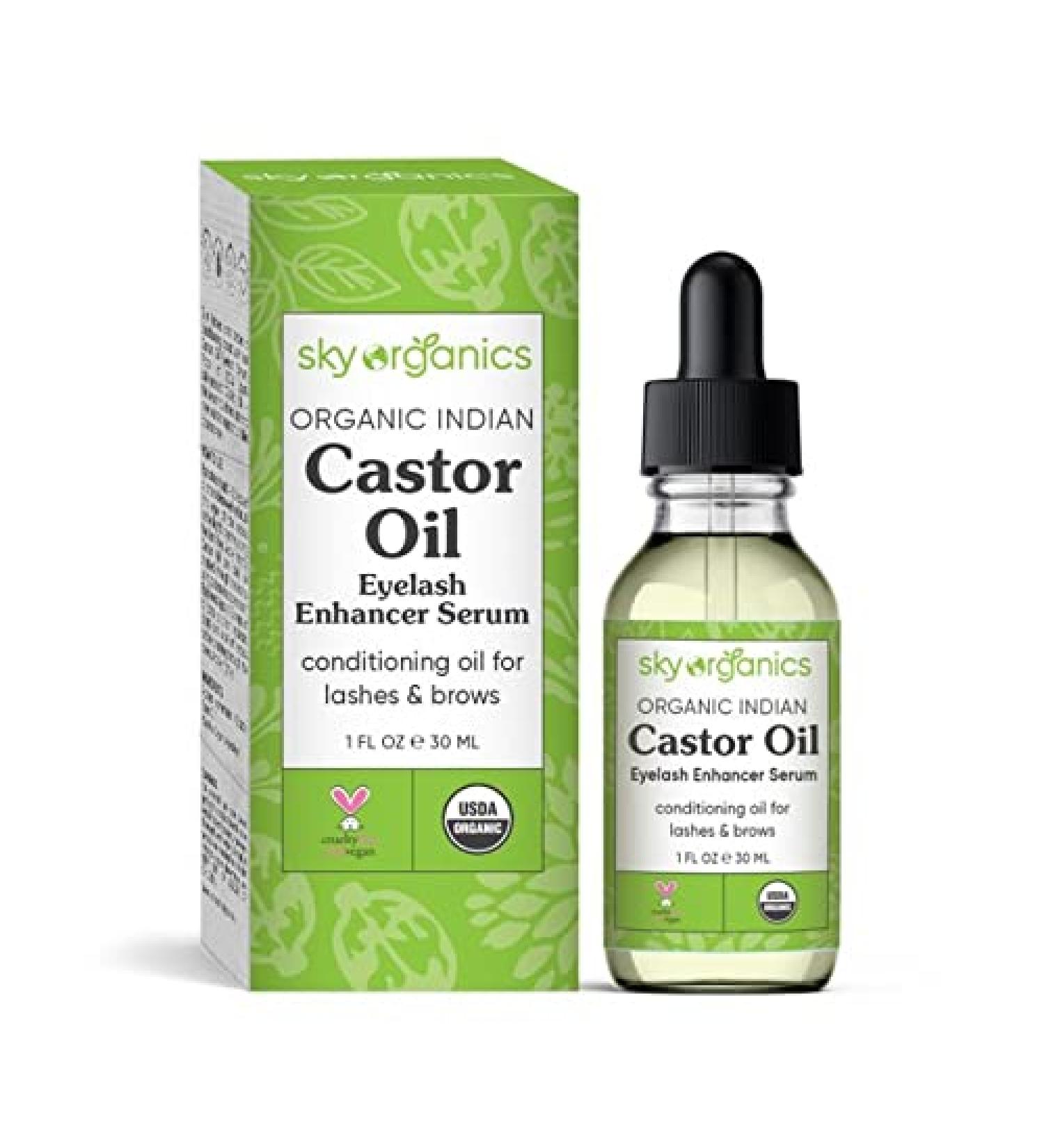 Sky Organics Organic Castor Oil Eyelash Serum - 1 fl oz for Healthy Lashes - Buy Online on GoSupps.com