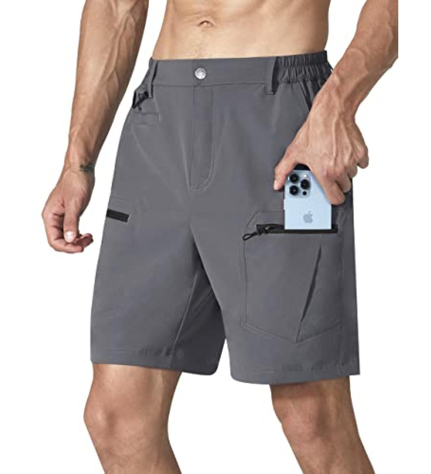 KPSUN Men's Lightweight Tactical Hiking Cargo Shorts - Quick Dry & Durable | Grey, Size X-Large - Buy Online on GoSupps.com