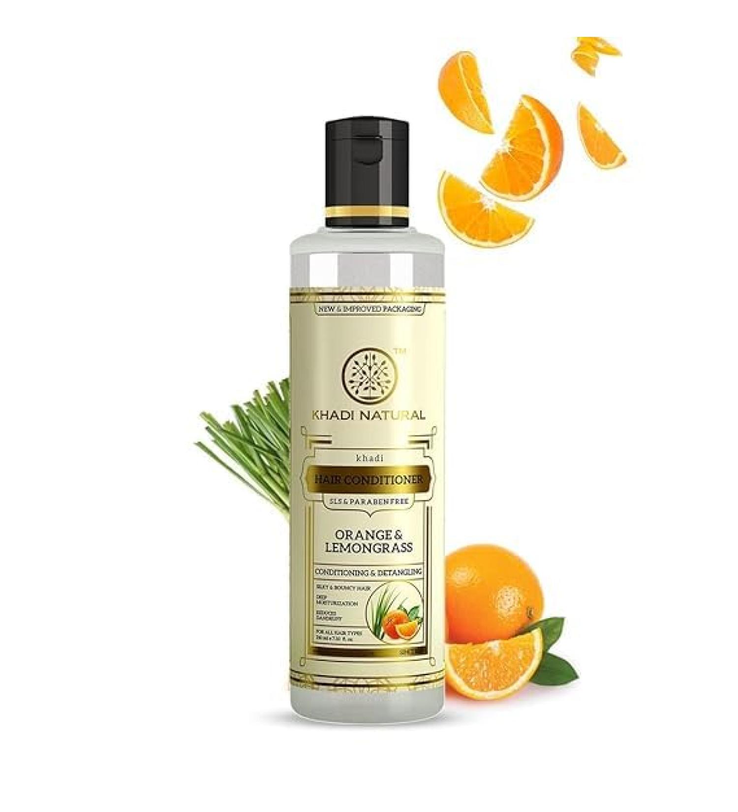 Orange & Lemongrass Herbal Hair Conditioner - Frizz Control & Damage Repair Paraben & SLS Free All Hair Types - 210ml - Buy Online on GoSupps.com