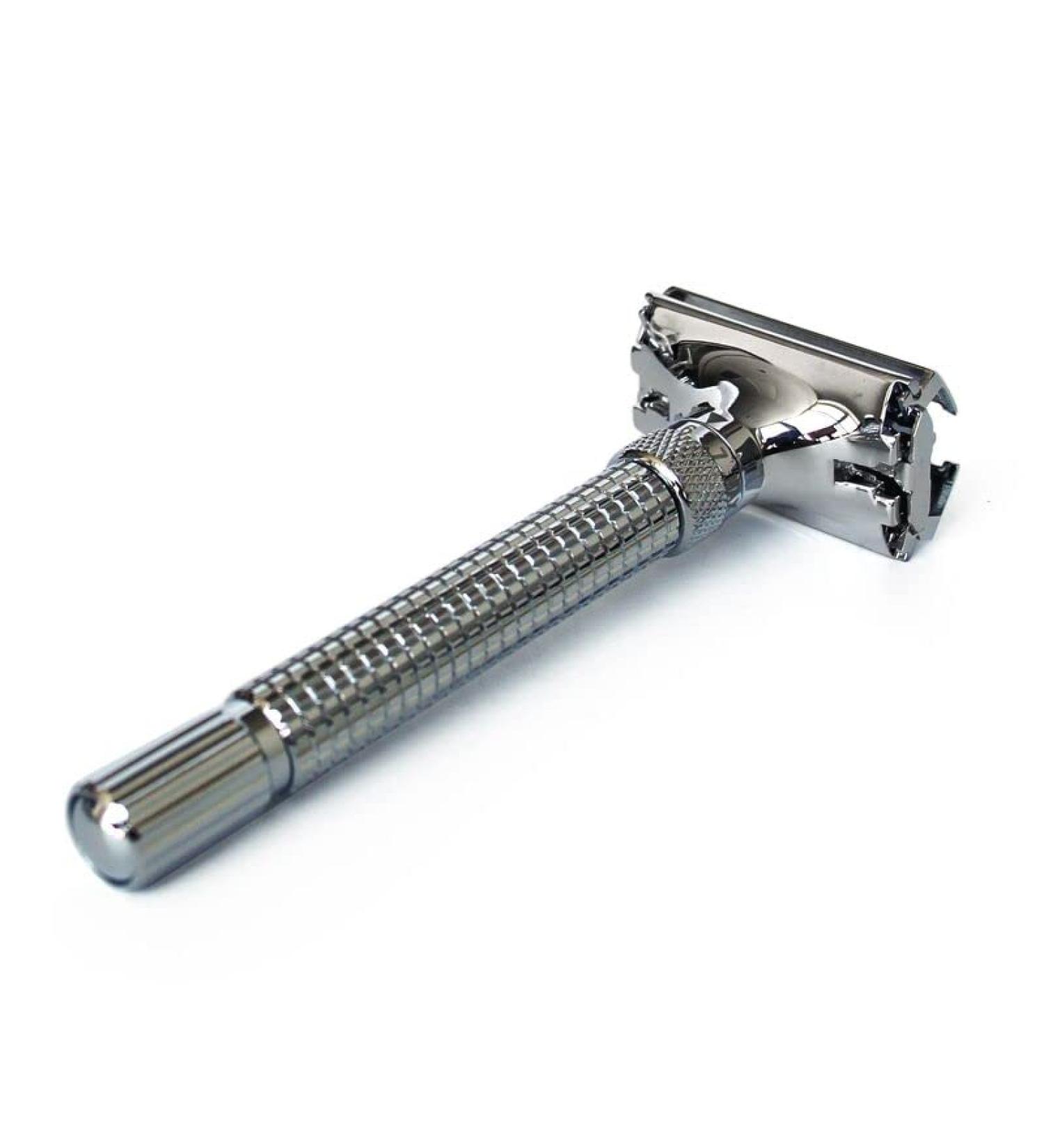 G.B.S Adjustable DE Butterfly Razor - Premium Stainless Steel Knurled Handle for Smooth Shaving | International Shipping Available - Buy Online on GoSupps.com
