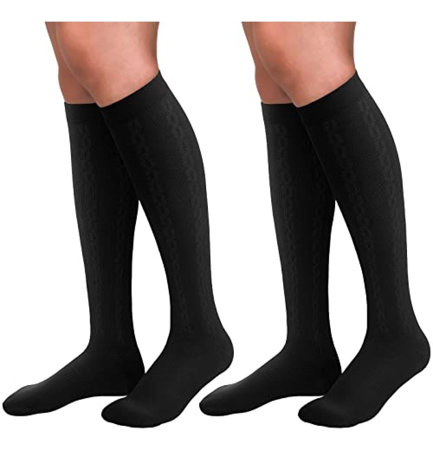 Medical Grade 30-40mmHg Compression Socks for Men & Women - Knee High Support Socks for Running, Hiking - 1-2 Pack (Black, L-XL) - Buy Online on GoSupps.com