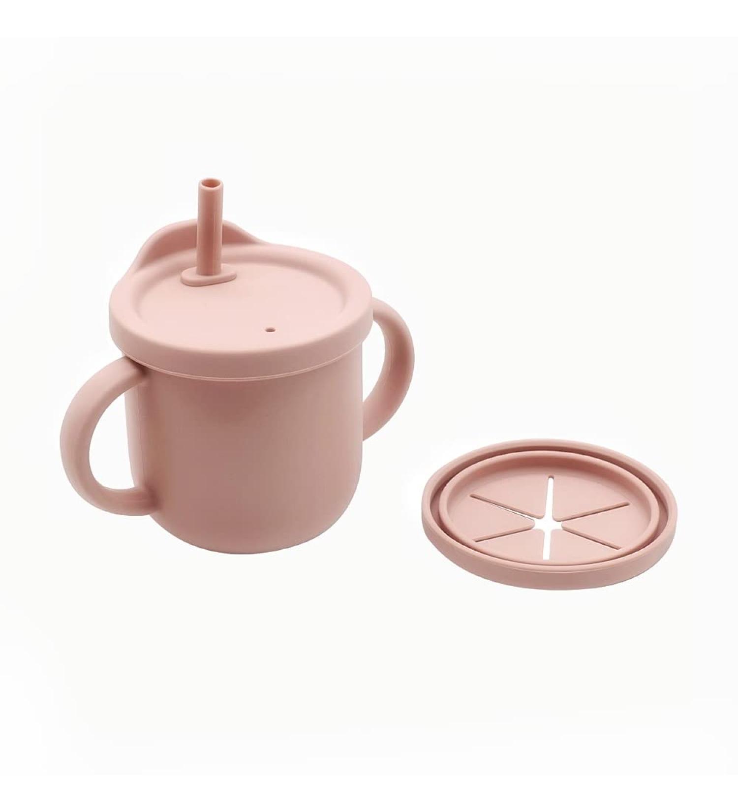Dobu 2-in-1 Silicone Snack and Sippy Cup - Light Pink | Durable Baby and Toddler Cup for Snacks and Liquids - Buy Online on GoSupps.com
