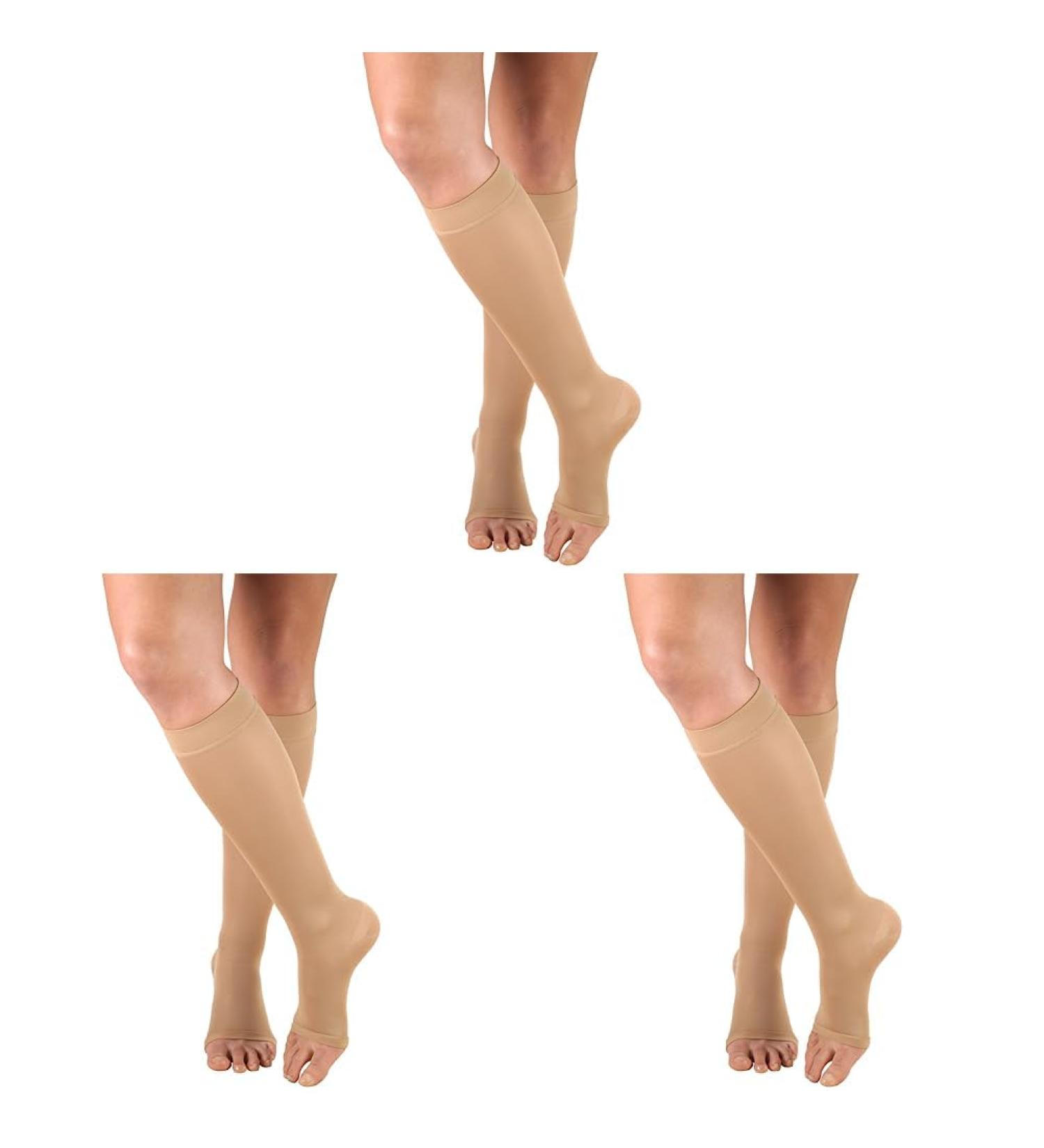 Truform Women's Compression Stockings 20-30 mmHg - Knee High Open Toe Opaque Beige XL (Pack of 3) - International Shipping Available - Buy Online on GoSupps.com