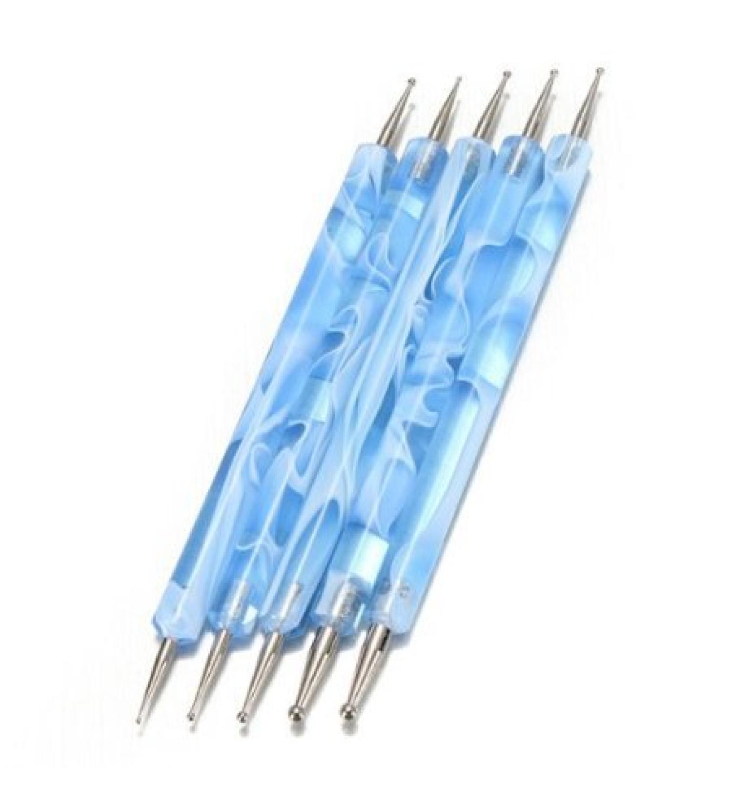 Restly(TM) Set of 5 Blue Swirl Double Ended Nail Art Dotting/Marbleizing Tools