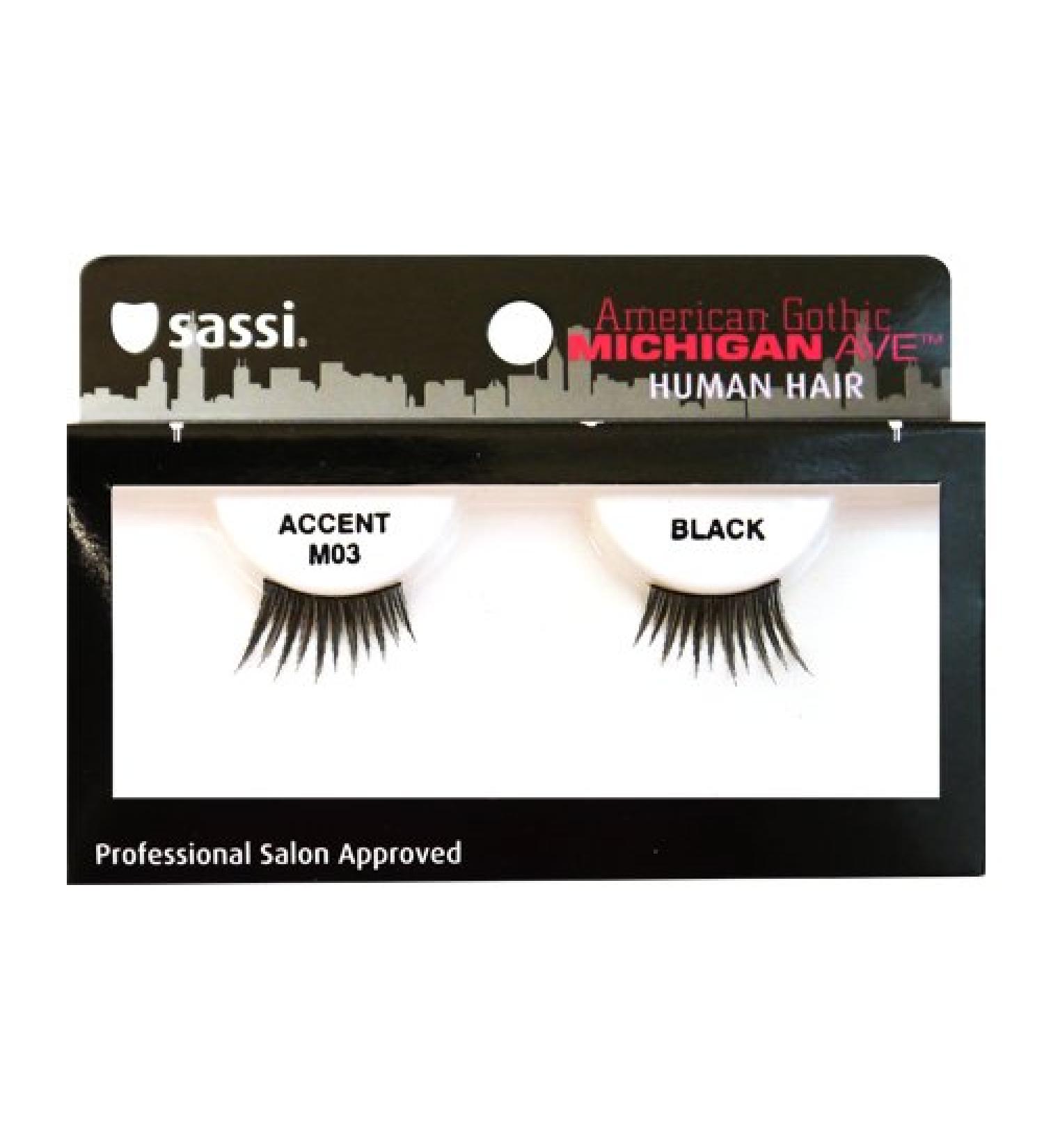 Sassi 804-M03 Michigan Ave 100% Human Hair Accent Eyelashes Black 6 Count