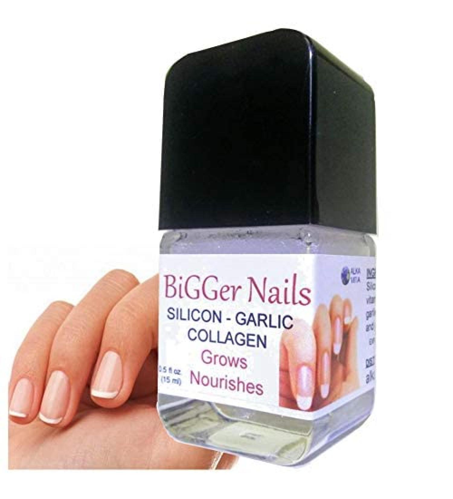 Nails Growth Thickener Gel - BiGGer Nails with Silicon Garlic Extract Collagen Jojoba Oil & Vitamin E for Stronger Healthier Nails - International Shipping Available - Buy Online on GoSupps.com