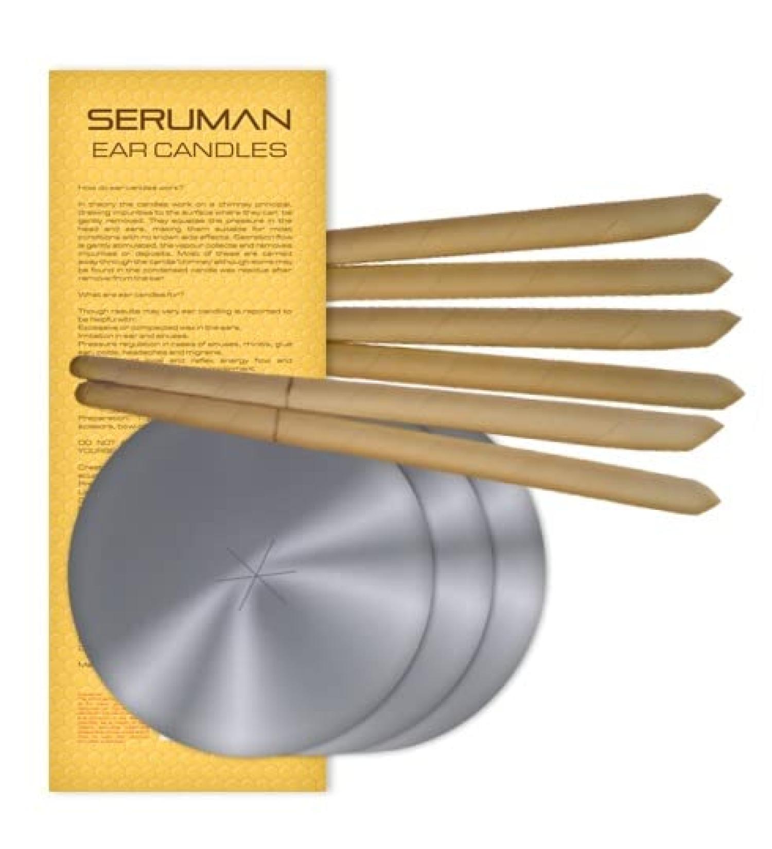 Seruman Therapeutics Natural Ear Candles (3 Pairs) with Protective Discs