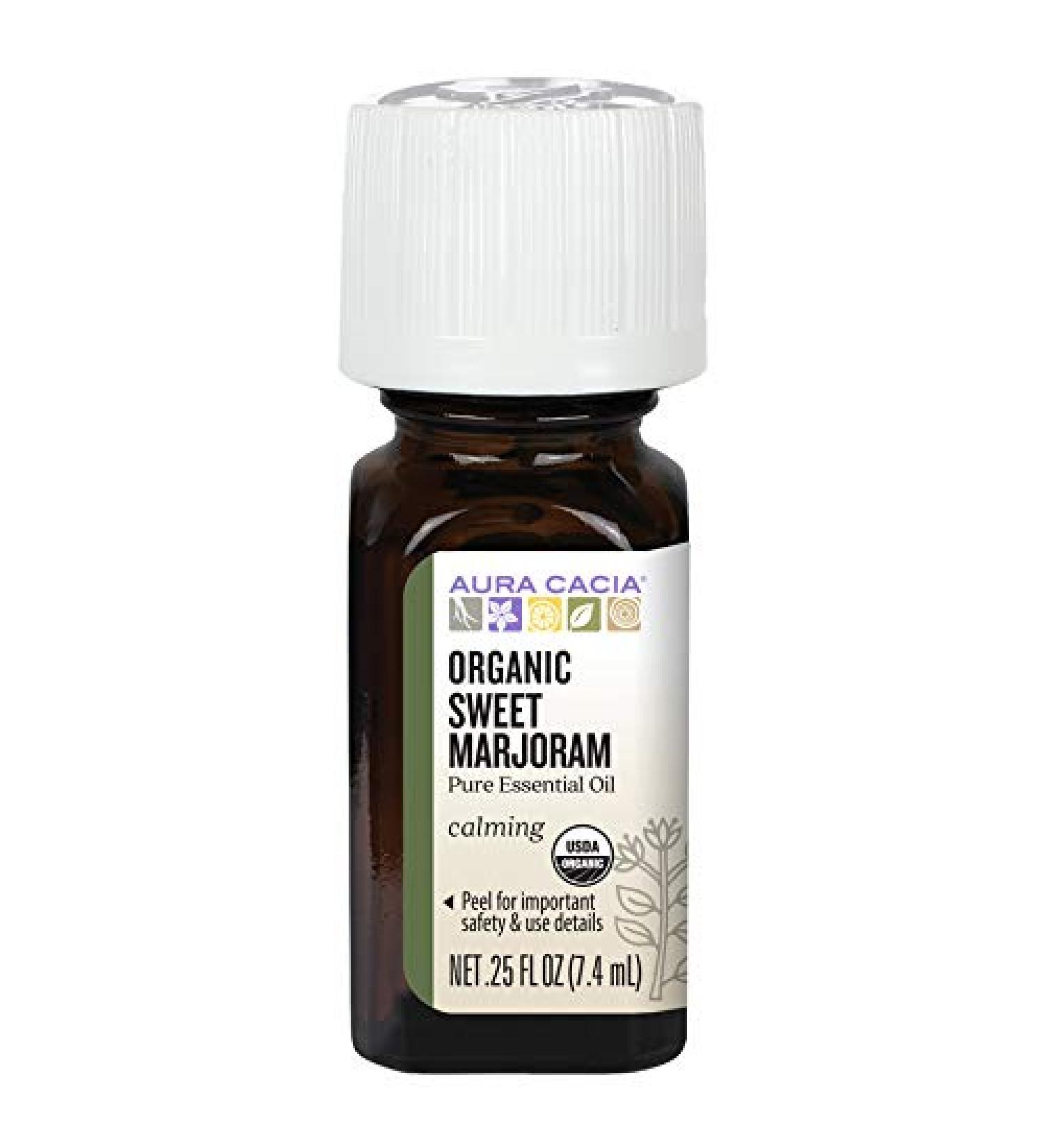 Aura Cacia Organic Sweet Marjoram Essential Oil 0.25 fl oz - Pure & Natural Aroma - Buy Online on GoSupps.com