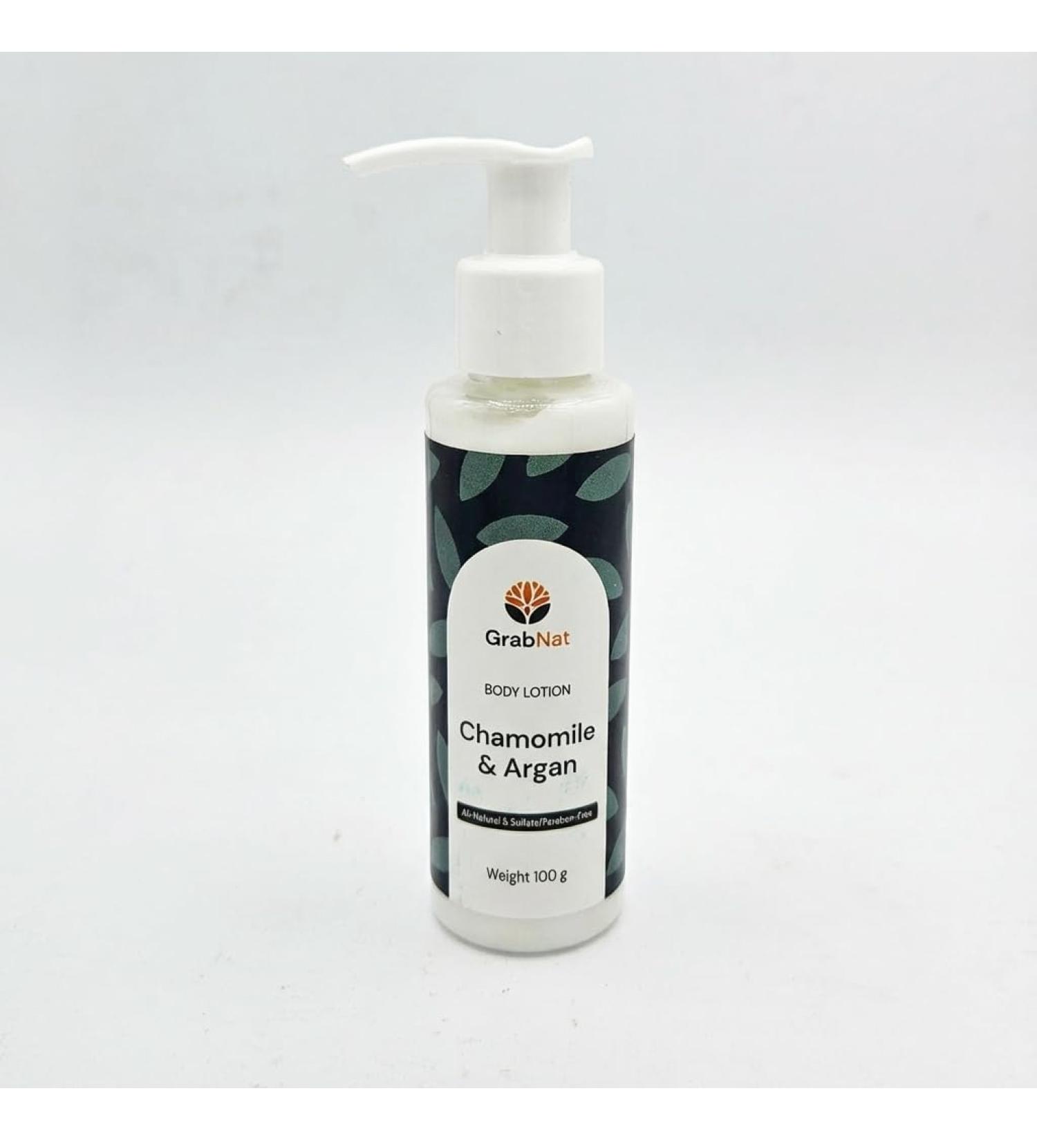 GrabNat Chamomile & Argan Body Lotion for Dry Skin 100g/3.5oz - All-Natural Sulfate/Paraben-Free Moisturizer for Women & Men Deep Hydration & Velvety Softness - Buy Online on GoSupps.com