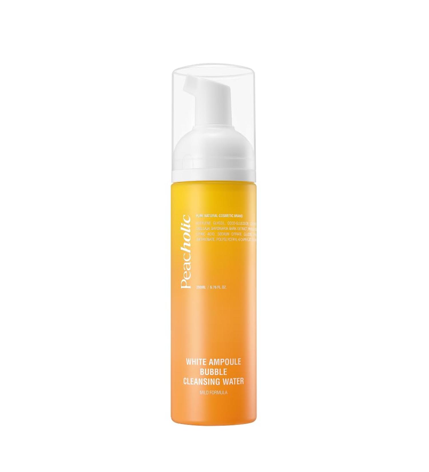 Peacholic Ampoule Bubble Cleansing Water - Makeup Remover with Tranexamic Acid | Plant-Derived Bubbles | Daily Use for All Skin Types - 6.76 fl. oz | International Shipping Available - Buy Online on GoSupps.com