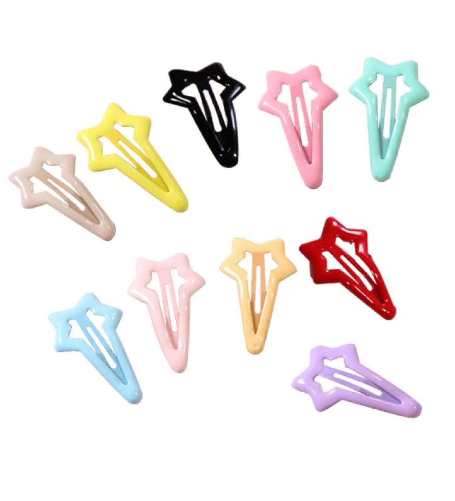 HLLMX 10 PCS Colorful Stars Duckbill Clip Hair Clip Non-slip Toddlers Colorful Cute Lovely Metal Hair Barrettes Hair Accessories for Kids Teens Women (Random Color) - Buy Online on GoSupps.com