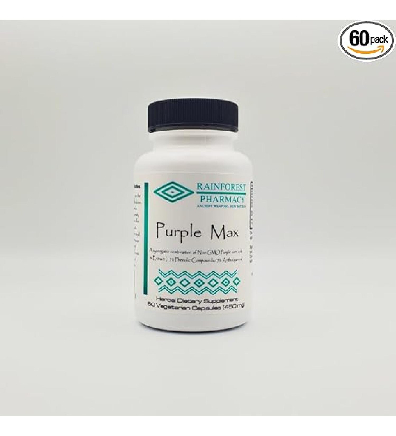 Purple Max Wildcrafted Natural Purple Corn Cob & Extract and 15% Phenolic Compound Herbal Supplement 60 Vegetable Capsules - Buy Online on GoSupps.com