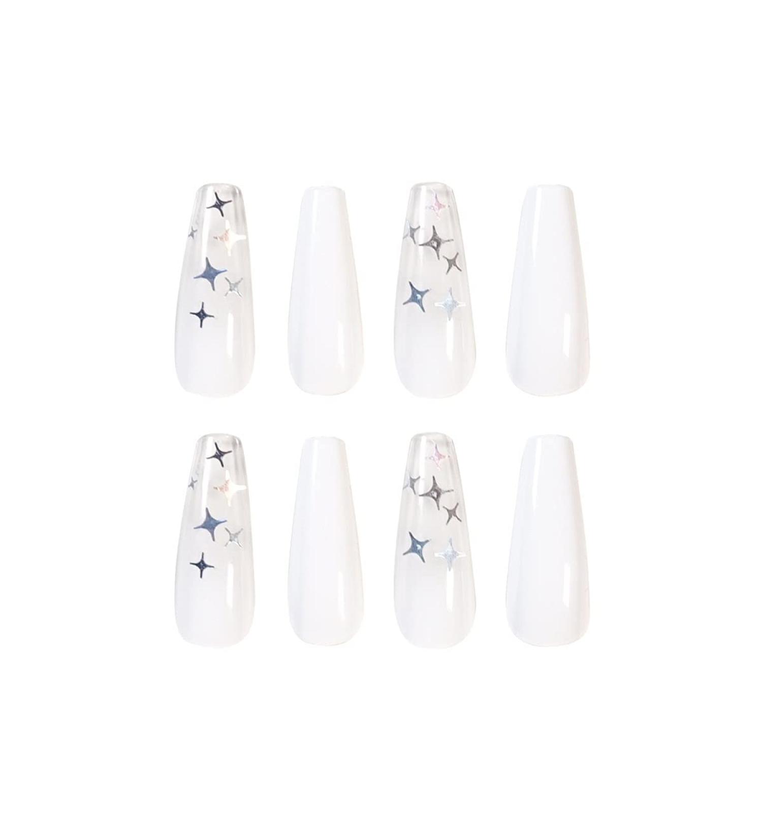 Chrome long ballet gradient radiant stars wear nail nail patch nail patch patch waterproof removable apartments fake nails