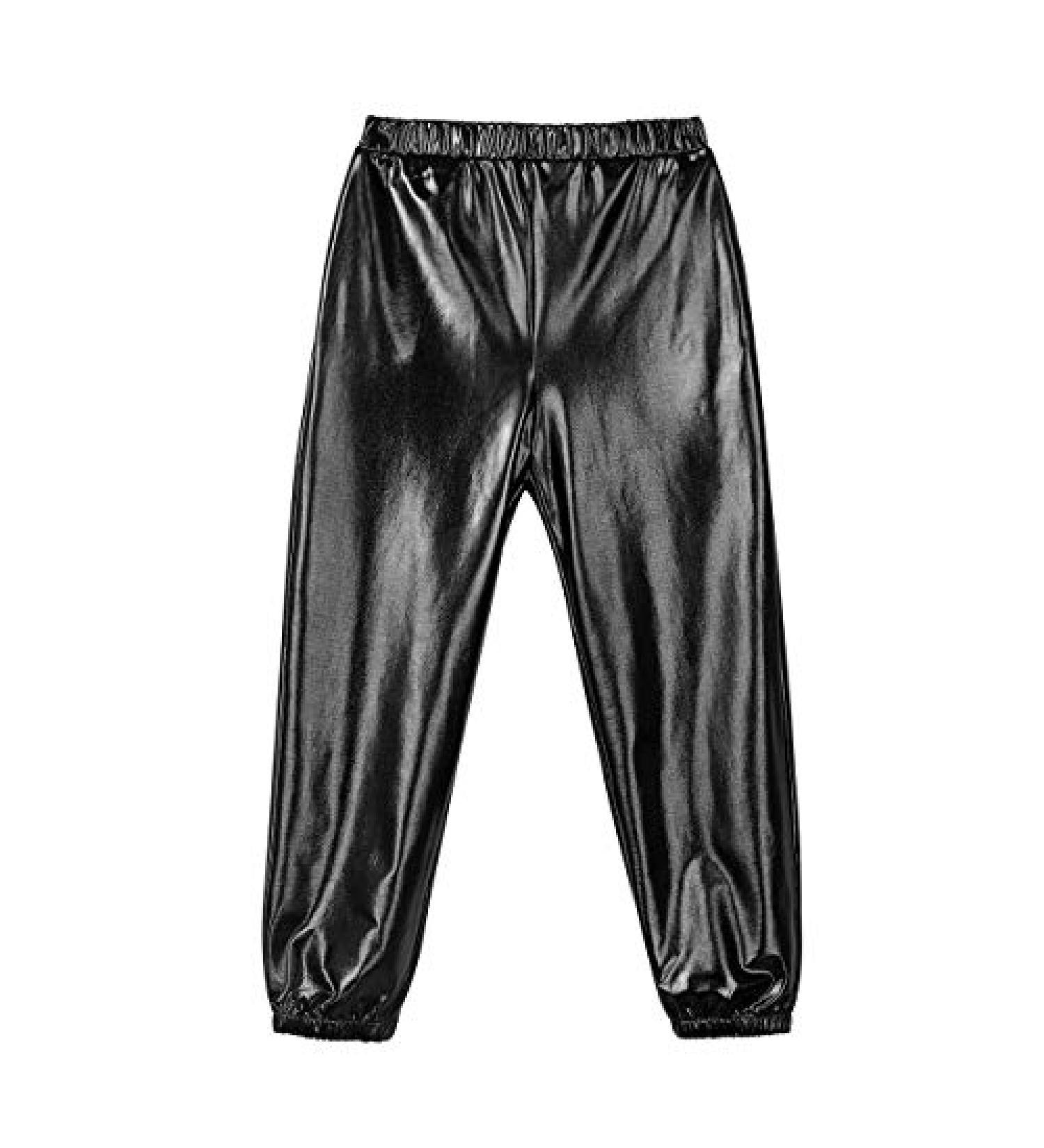 Girls Black Sparkle Metallic Dance Leggings | Kids Hip Hop Street Performance Pants - Buy Online on GoSupps.com