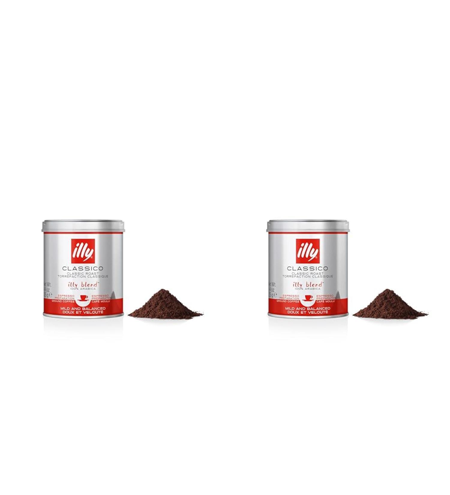 Illy Ground Coffee for Espresso INTENSO - Intense Roast 125g Can (Pack of 2) - Premium Italian Espresso Classico for Perfect Brewing - Buy Online on GoSupps.com