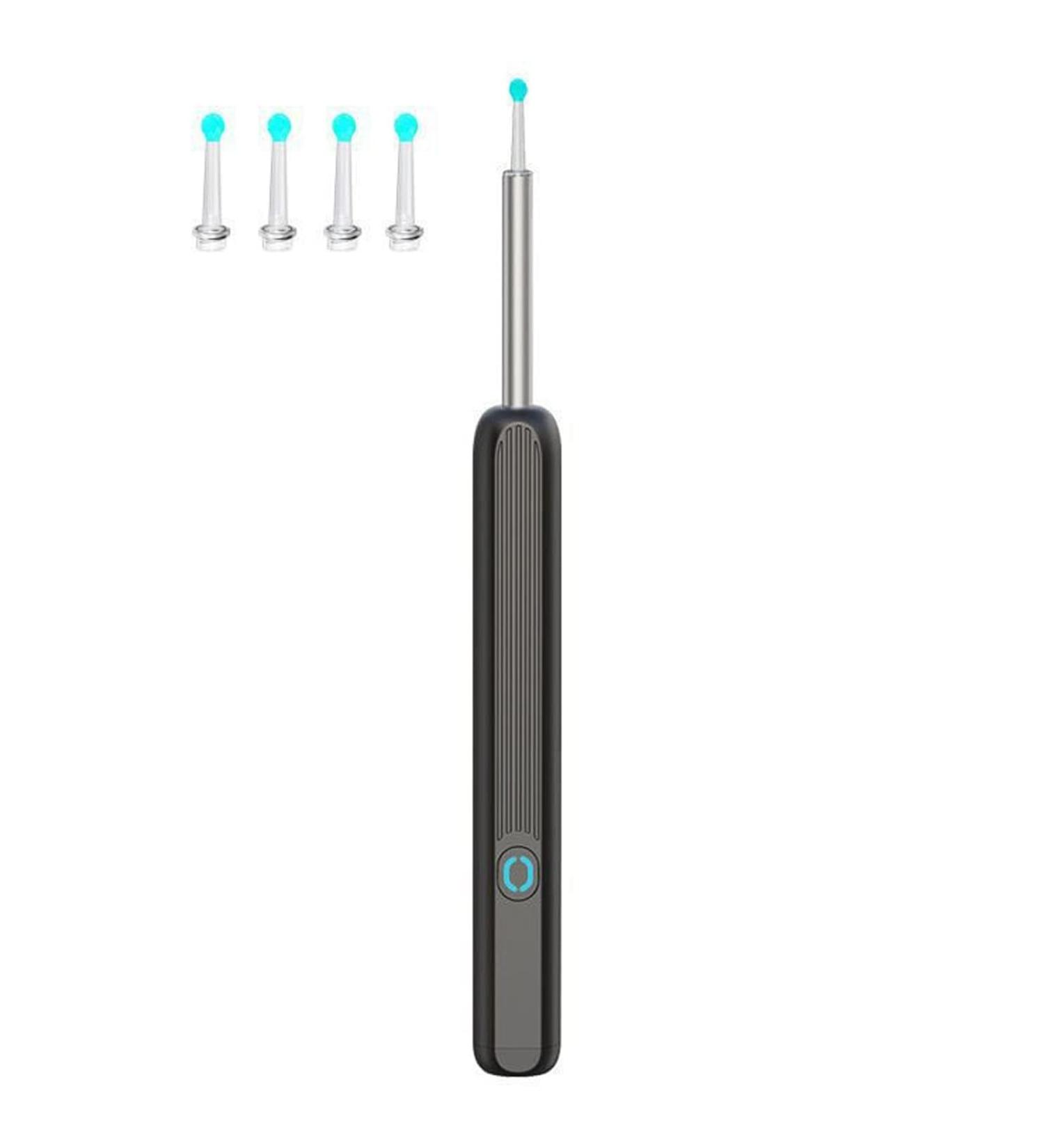Wireless Ear Wax Removal Tool Kit with 1080P HD Camera - LED Light, 4 Ear Spoons - for Adults, Kids, Pets - Black - Buy Online on GoSupps.com