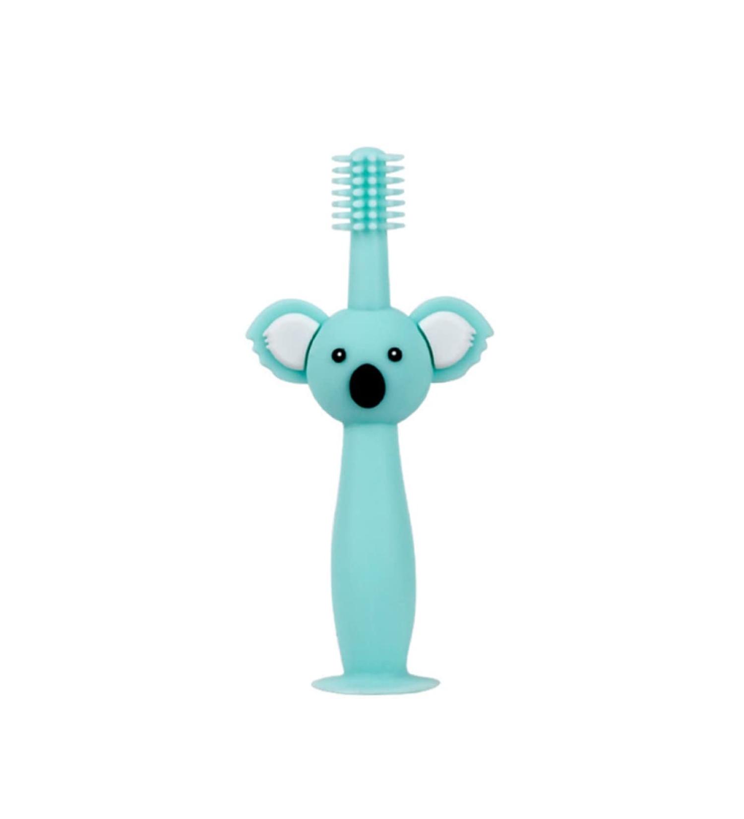 Kisangel Soft Bristle Toddler Toothbrush | Animal Teether Baby Toy Brush | Green Silicone Infant Toothbrush - Buy Online on GoSupps.com
