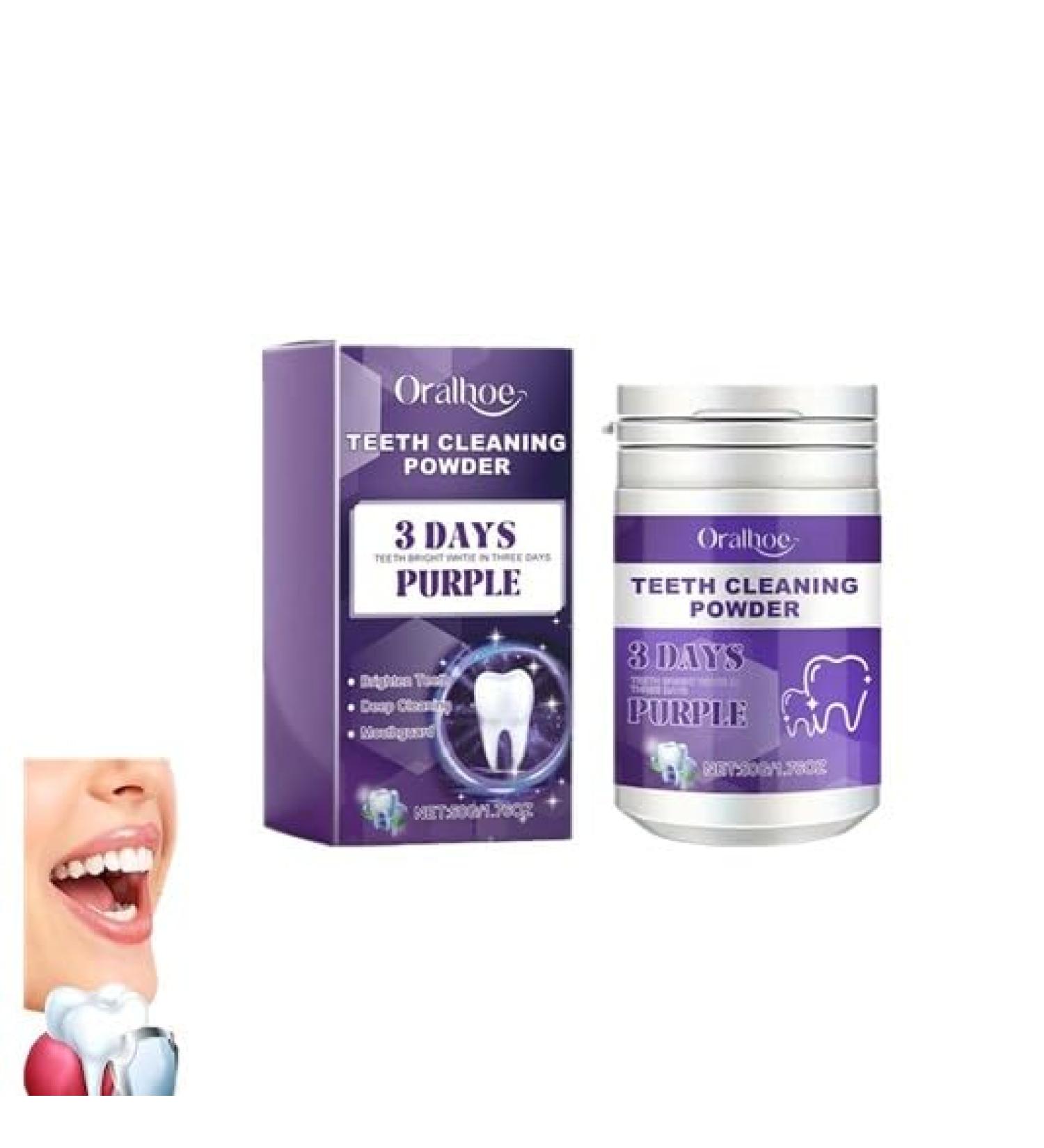 Purple Teeth Whitening Powder - Deep Clean & Brighten for Fresh Breath | 3PC - Results in 3 Days! - Buy Online on GoSupps.com