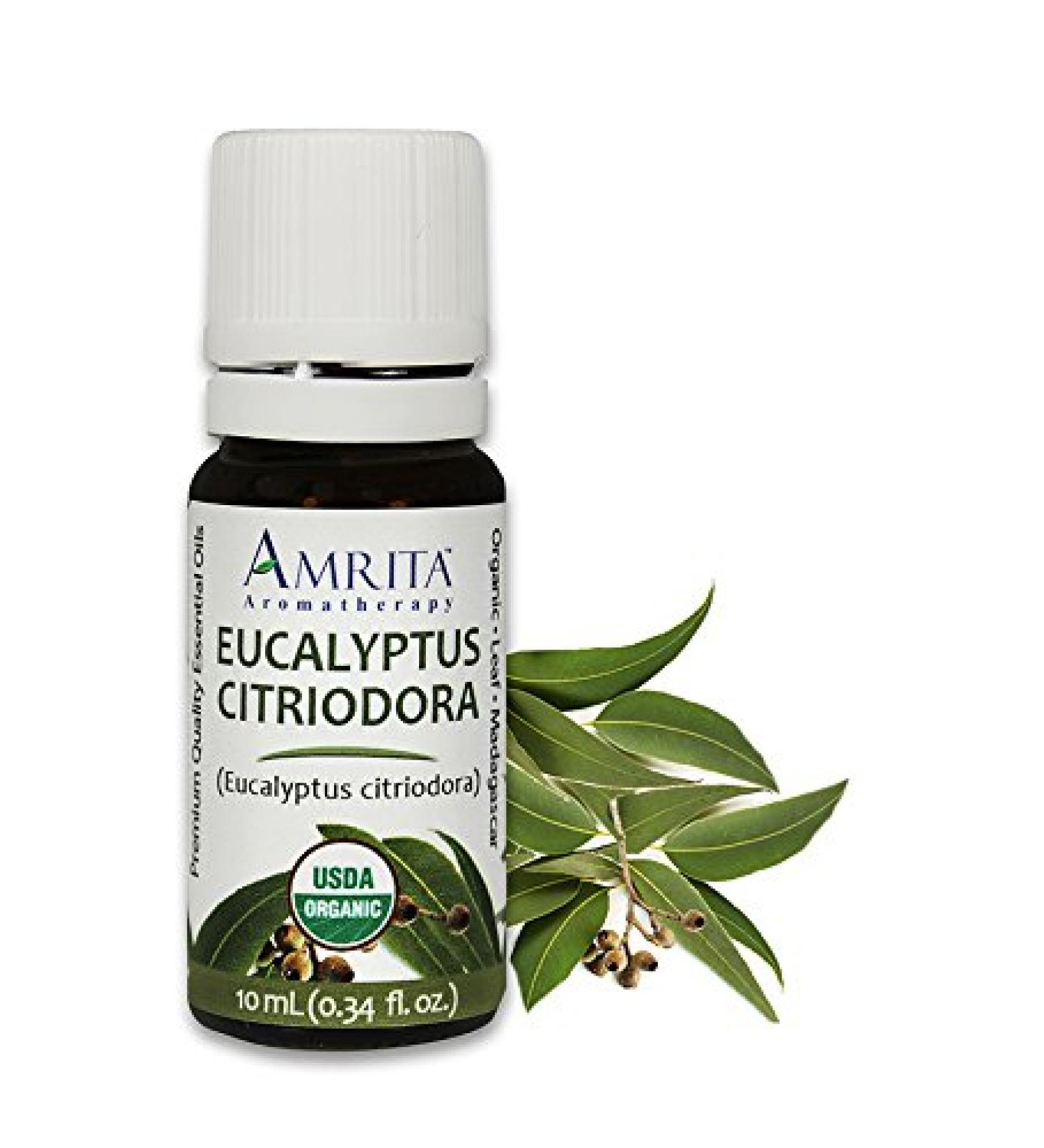 Amrita Aromatherapy Organic Eucalyptus Citriodora Essential Oil 100% Pure Undiluted Eucalyptus citriodora Therapeutic Grade Premium Quality Aromatherapy oil Tested & Verified 10ML - Buy Online on GoSupps.com