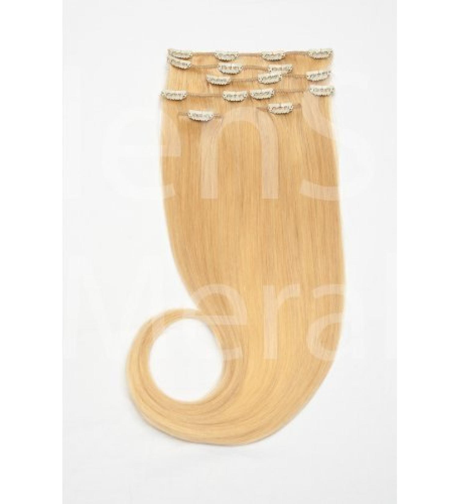 Clip In Extensions Set 100% Real Hair 7 pieces 70g Hair Extension 60cm Clip-In Hair Extension #24 Blonde