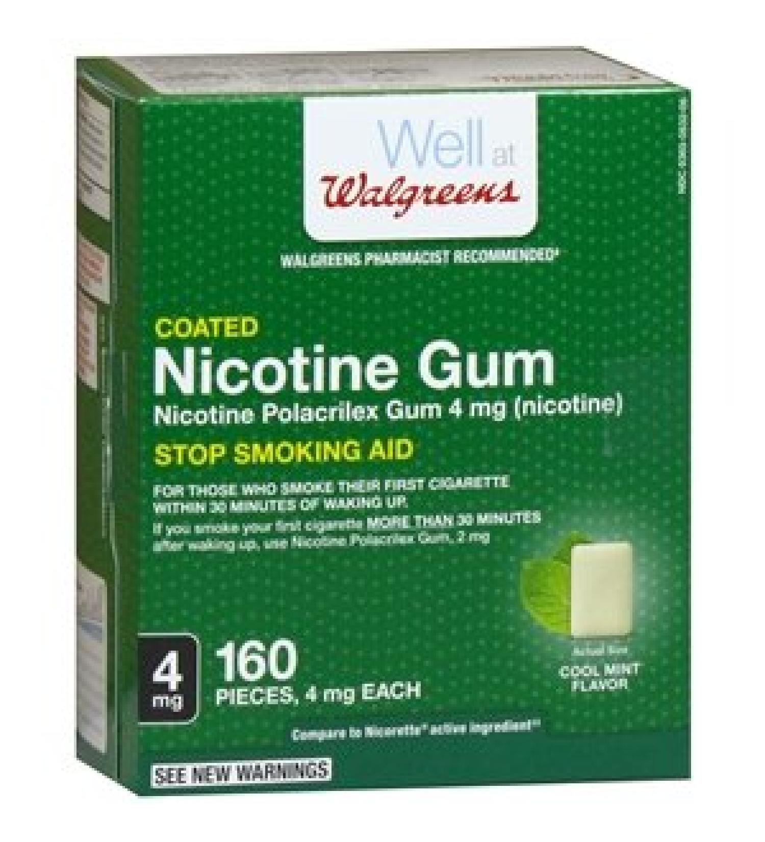 Walgreens Coated Nicotine Gum 4mg Cool Mint 160 ea