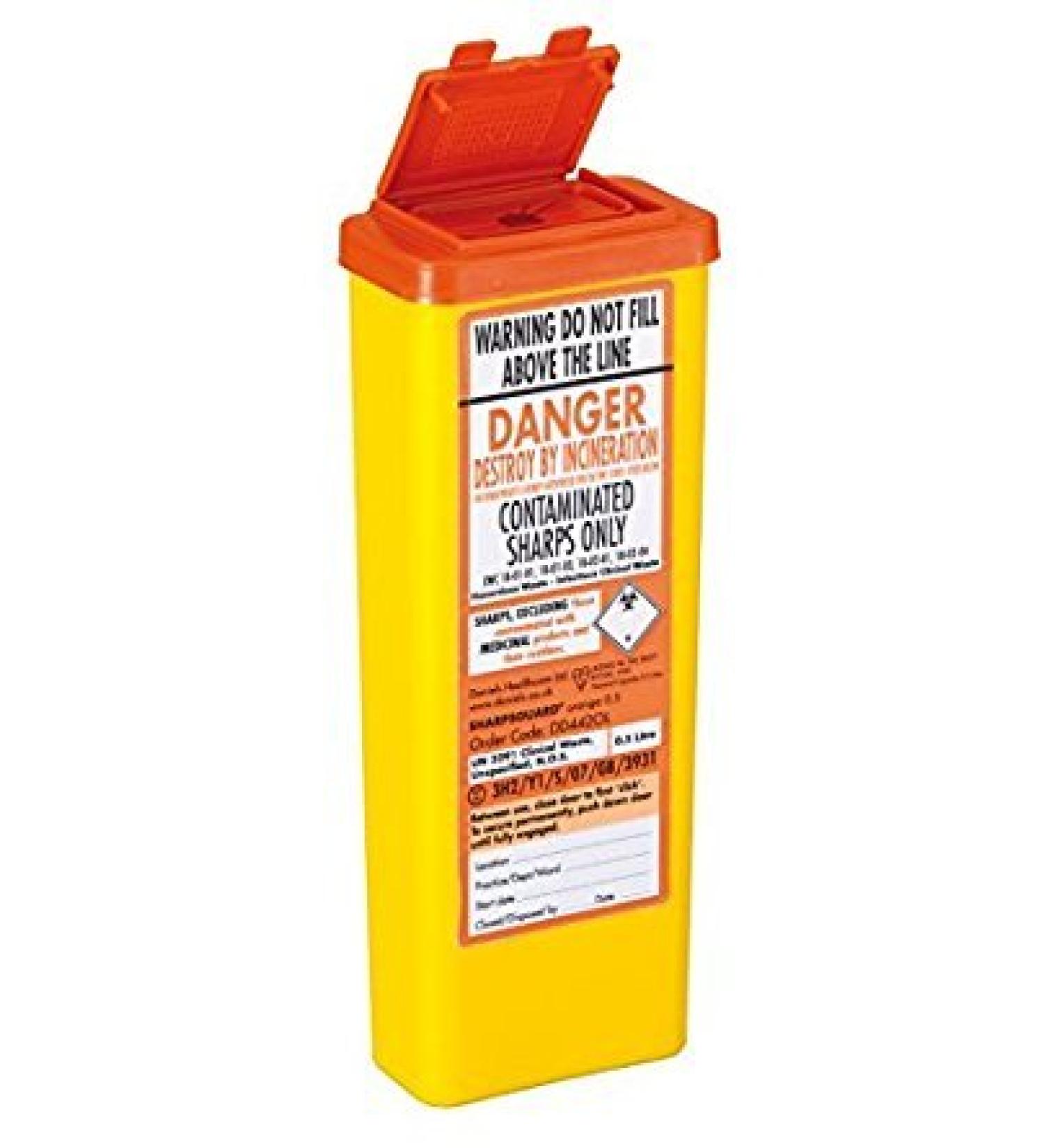 SharpsGuard Orange 0.5 Litre Sharps Bin with Non-Return Valve