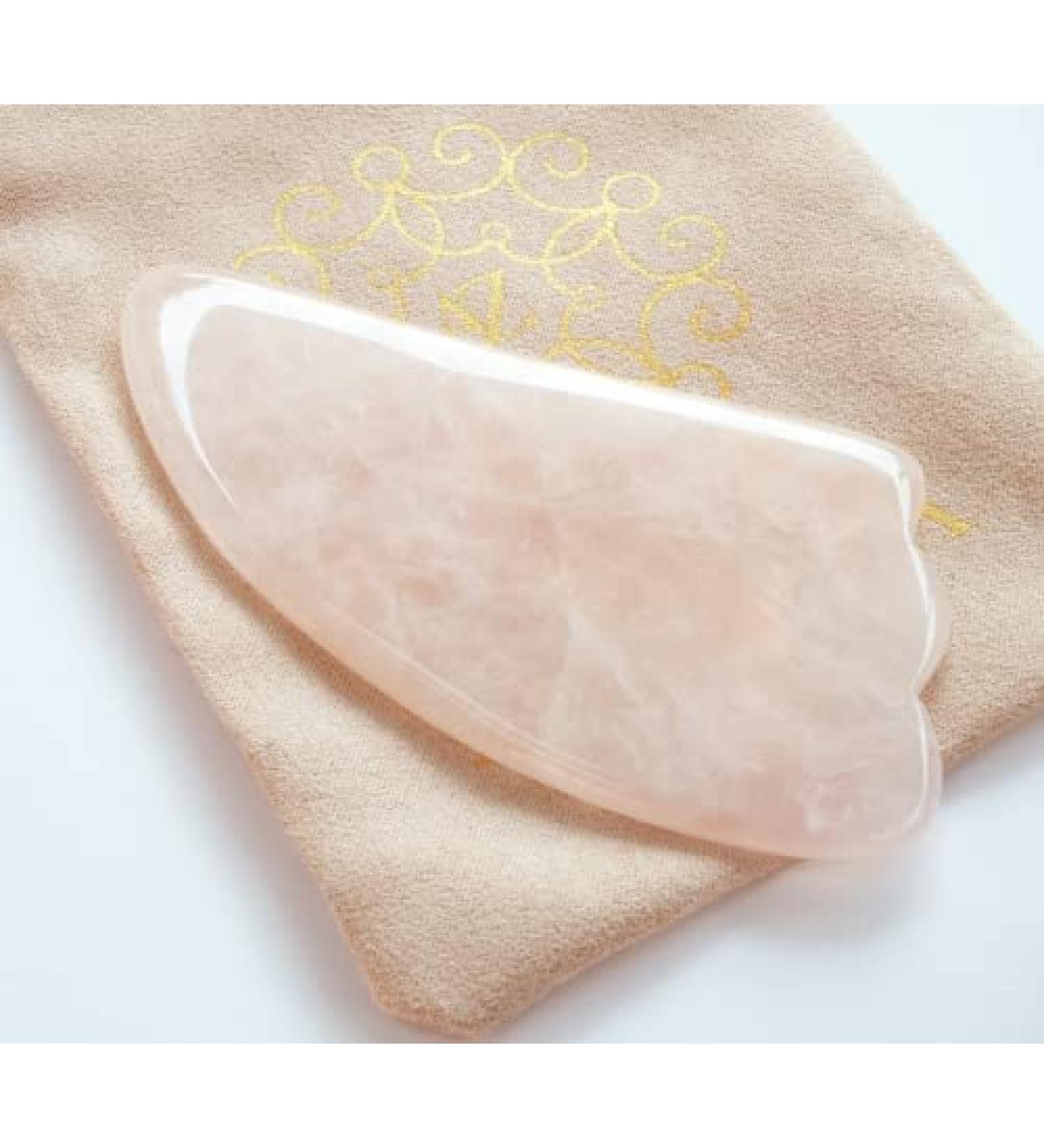 100% Natural Rose Quartz Gua Sha Massager Tool for Face Eyes Neck & Body | Authentic Facial & Skin Care Tool for Relaxation & Lymphatic Drainage - Buy Online on GoSupps.com
