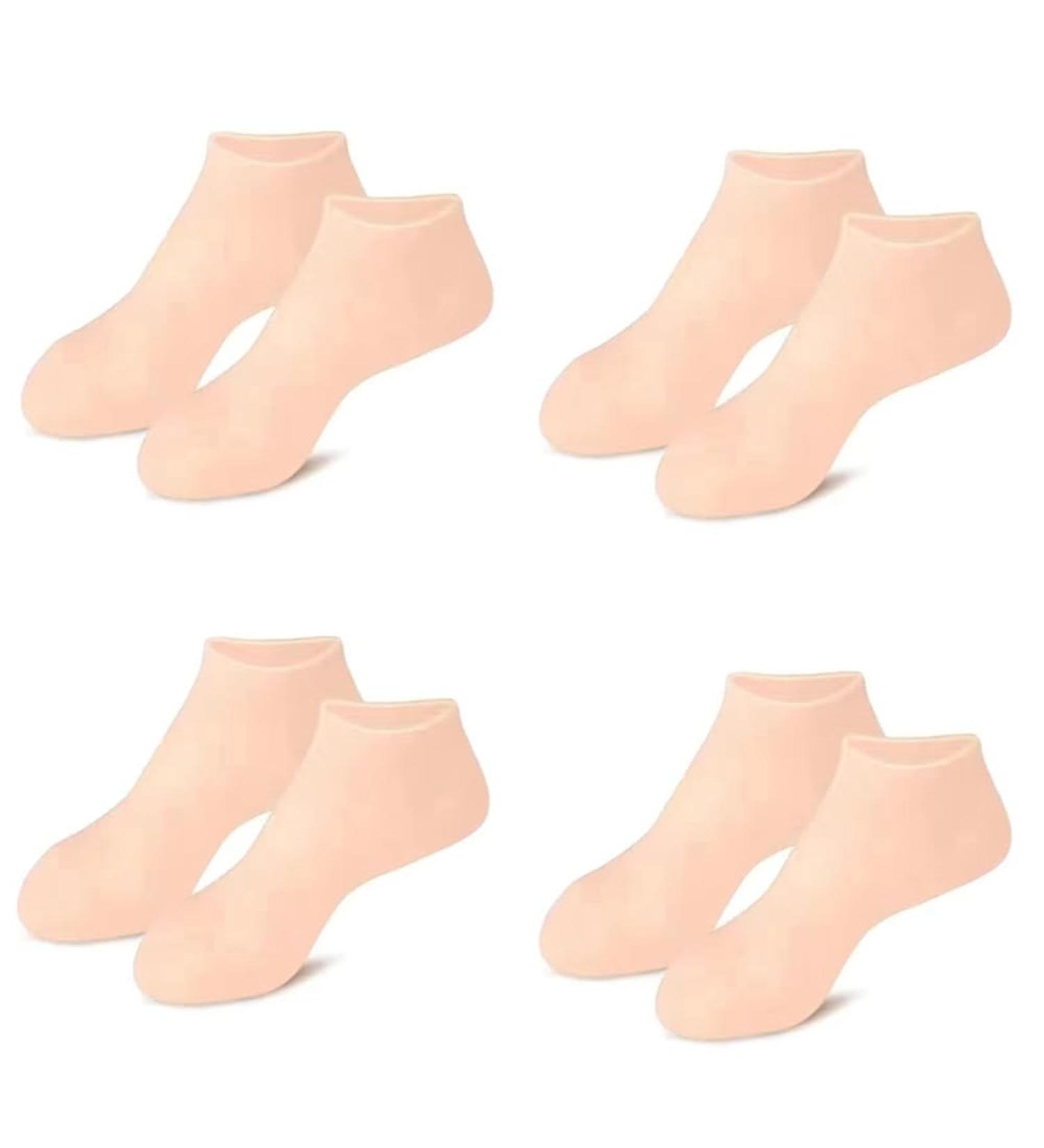 ZDdp 4 Pairs Full Foot Moisturizing Anti-Cracking Silicone Socks Foot Protectors to Prevent Heel Dryness Beach Socks Orange About 21cm - Buy Online on GoSupps.com