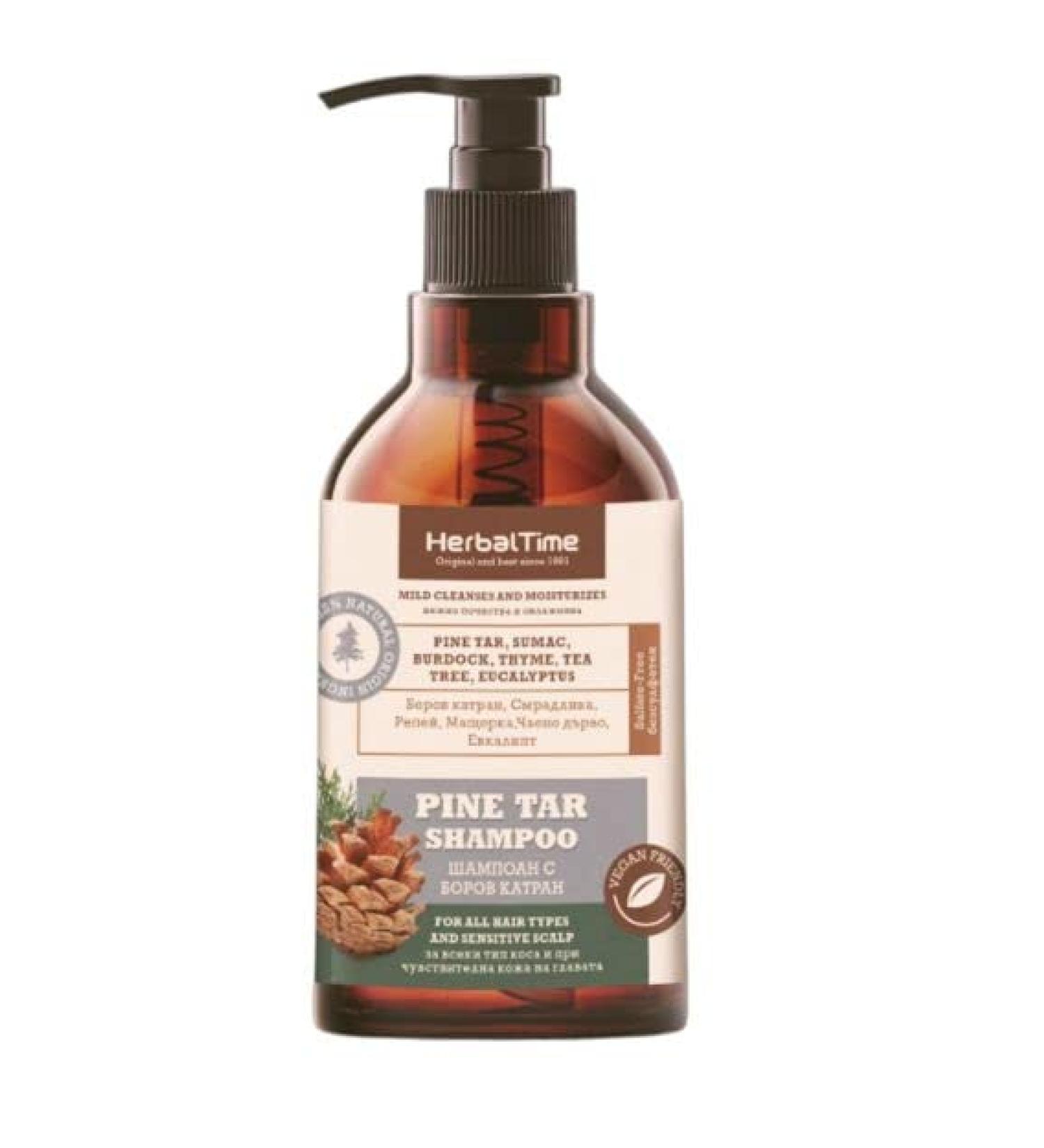 Herbal Time | Pine Resin Shampoo | Strengthens Hair & Scalp Fights Hair Loss | Tea Tree Oil Eucalyptus Oil Thyme | Natural Ingredients - Free