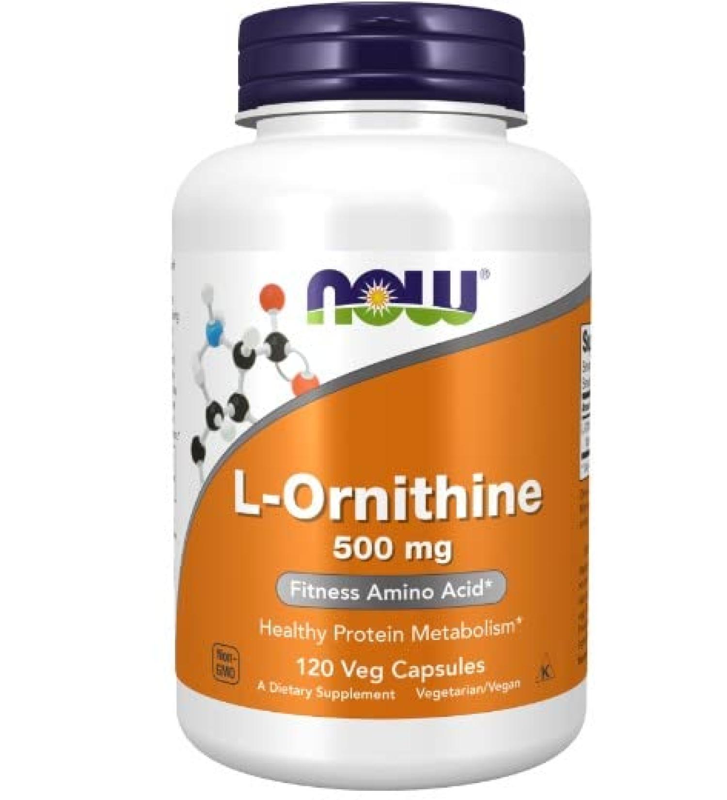 Now Foods L-Ornithine 500 mg - 120 Vegan Capsules | Amino Acids for Enhanced Performance | International Shipping Available - Buy Online on GoSupps.com