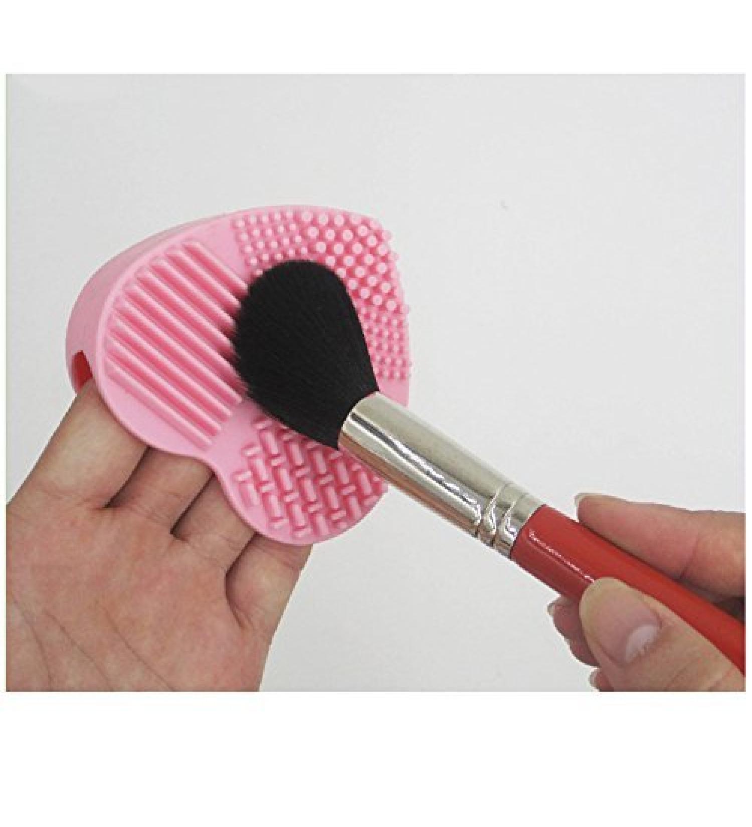 AKOAK Makeup Brush Cleaner Heart Shaped Silicone Multi Texture Surface Cosmetic Brushes Cleaning Necessary Tools Washing Brushegg (1pc Pink)