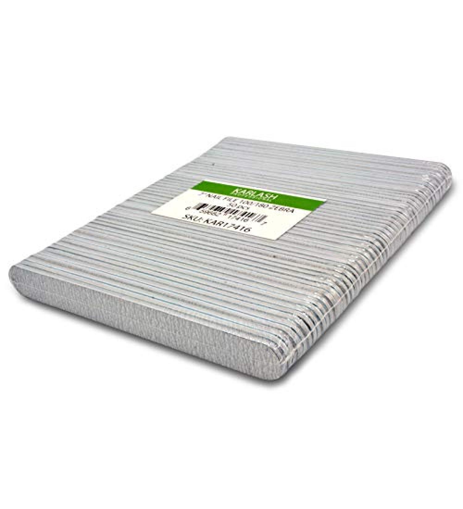 Karlash Professional Double Sided Emery Board 7 Zebra Nail File 100/180 (50 Pieces) 7 Inch (Pack of 50)