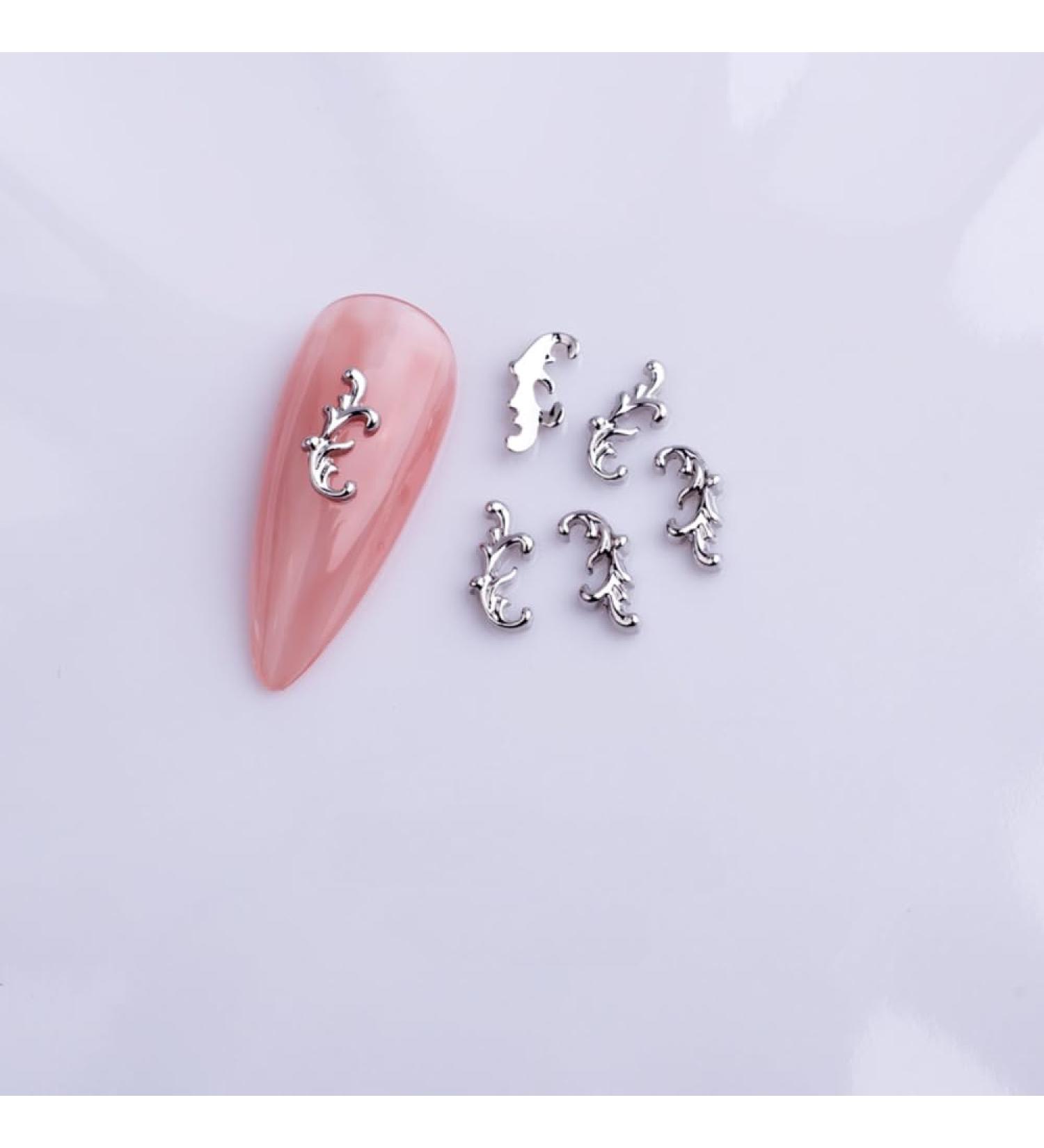 10pcs Nail Art Ribbon Bow Studs Silver Golden Metal 3D Butterfly Charms Nail Decoration Manicure DIY Design Accessories (8032)