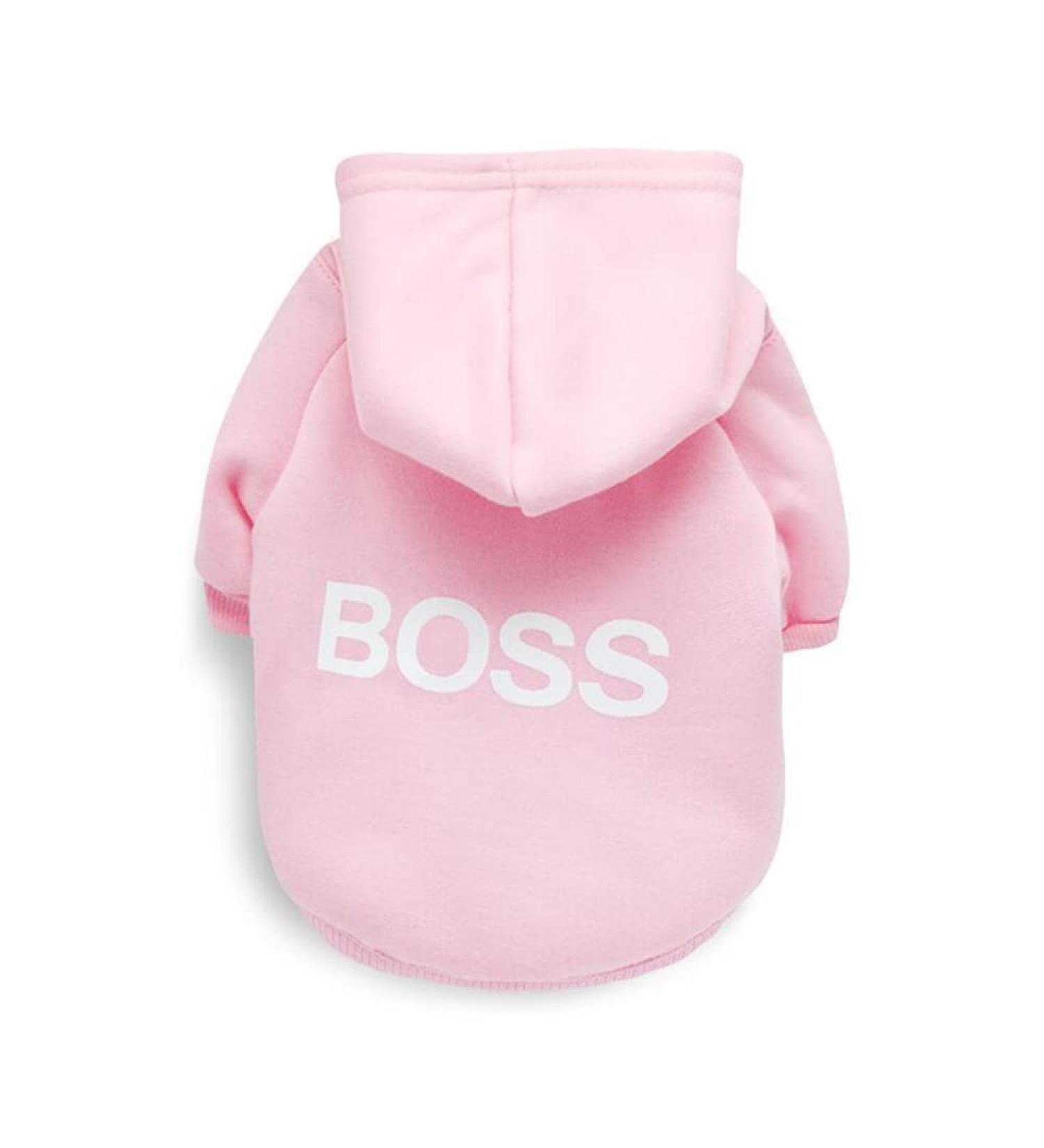 LtuzPet Dog Hoodie with Boss Print Soft Fleece Warm Dog Jacket Pink Medium