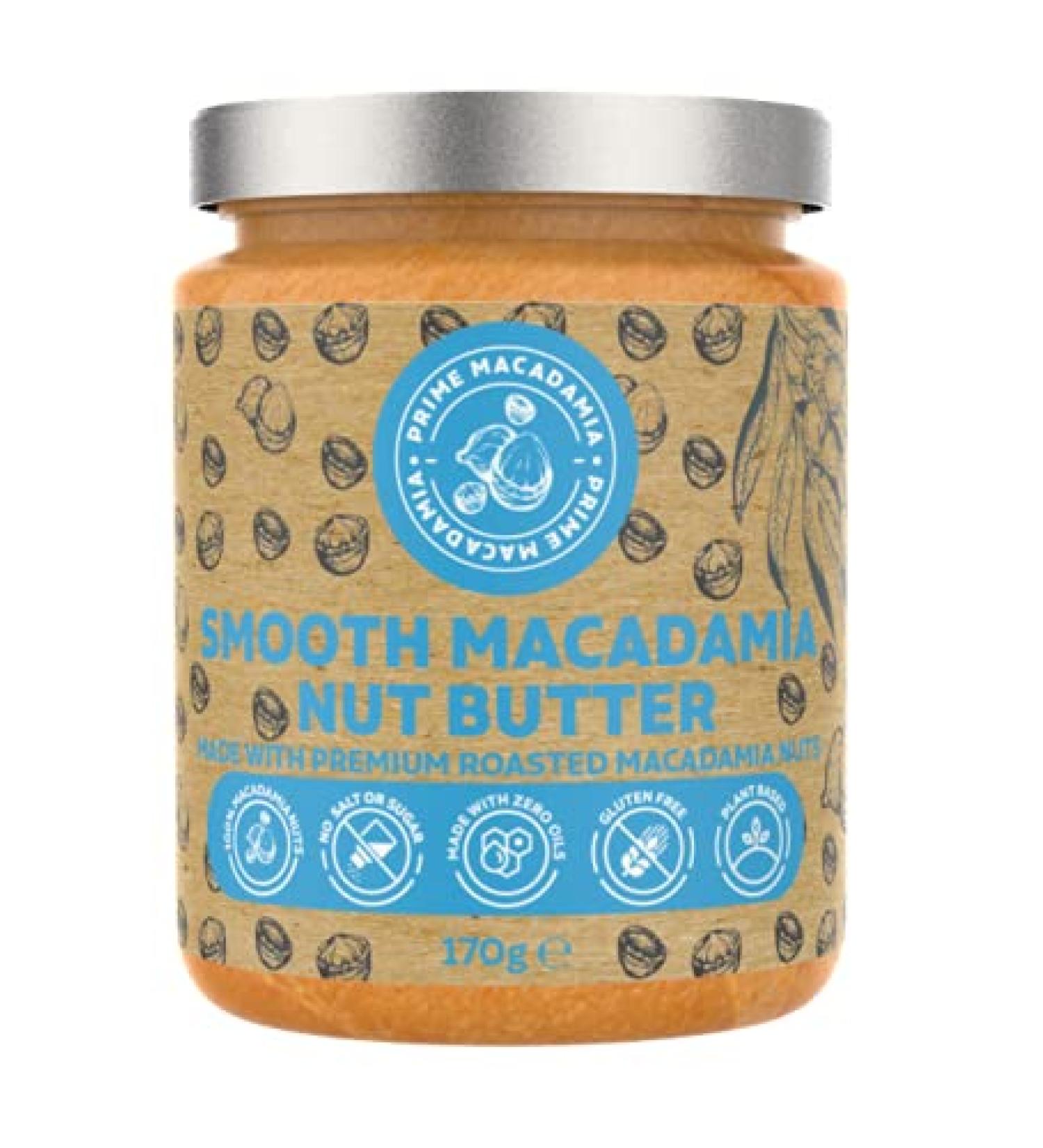 Prime Earth - Smooth Macadamia Nut Butter - 170g - Made with Macadamia Nuts - Zero Oil Salt & Sugar - Coeliac Keto Paleo & Vegan Friendly - Produced in Small Batches - Made in the UK - Buy Online on GoSupps.com